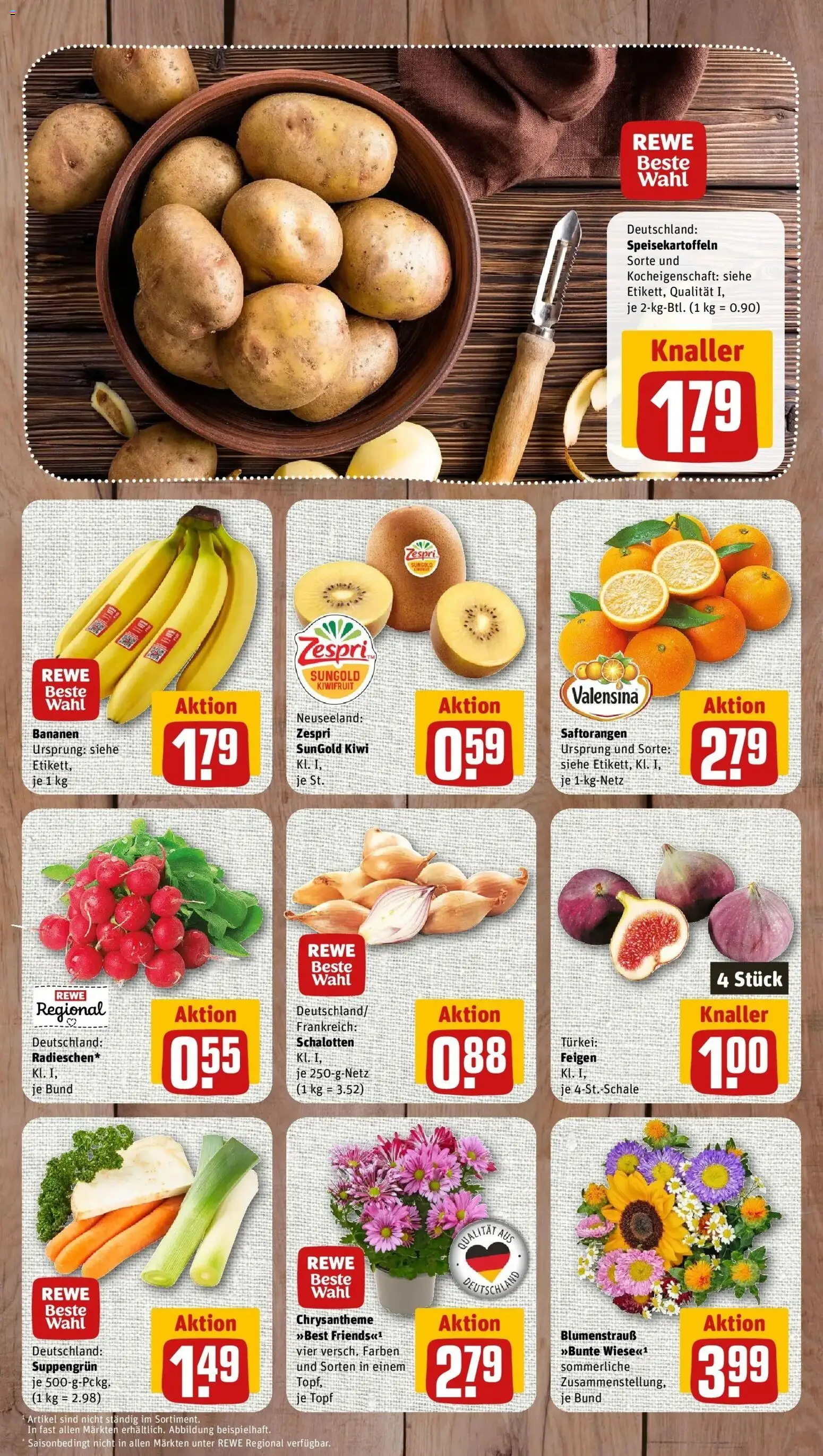 REWE Prospekt ab 07.09.2026 zum Blättern » Angebote | Seite: 4 | Produkte: Bananen, Valensina, Kiwi, Feigen