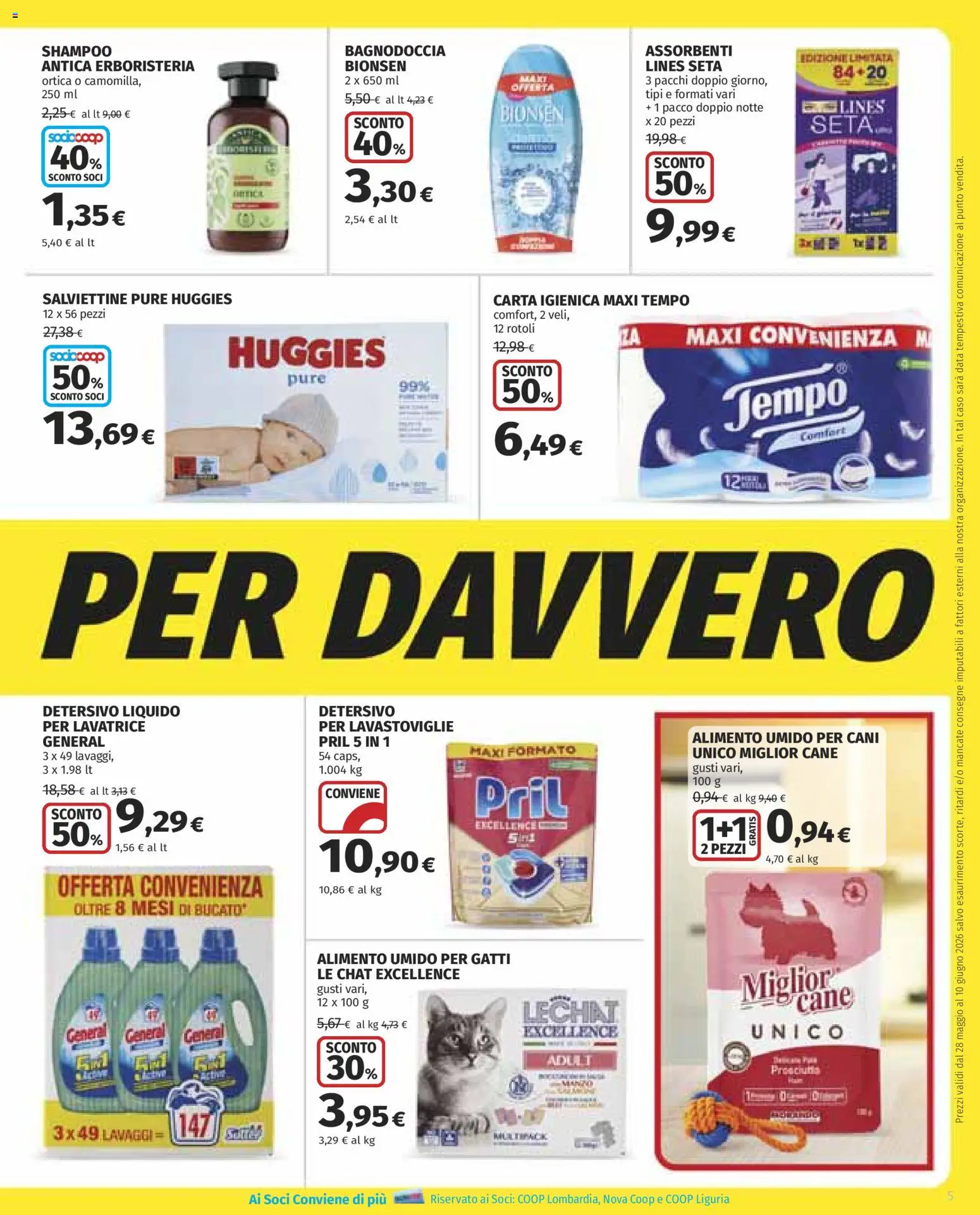 Volantino COOP del 28.05.2026 | Pagina: 5 | Prodotti: Carta igienica, Prosciutto, Lavastoviglie, Data