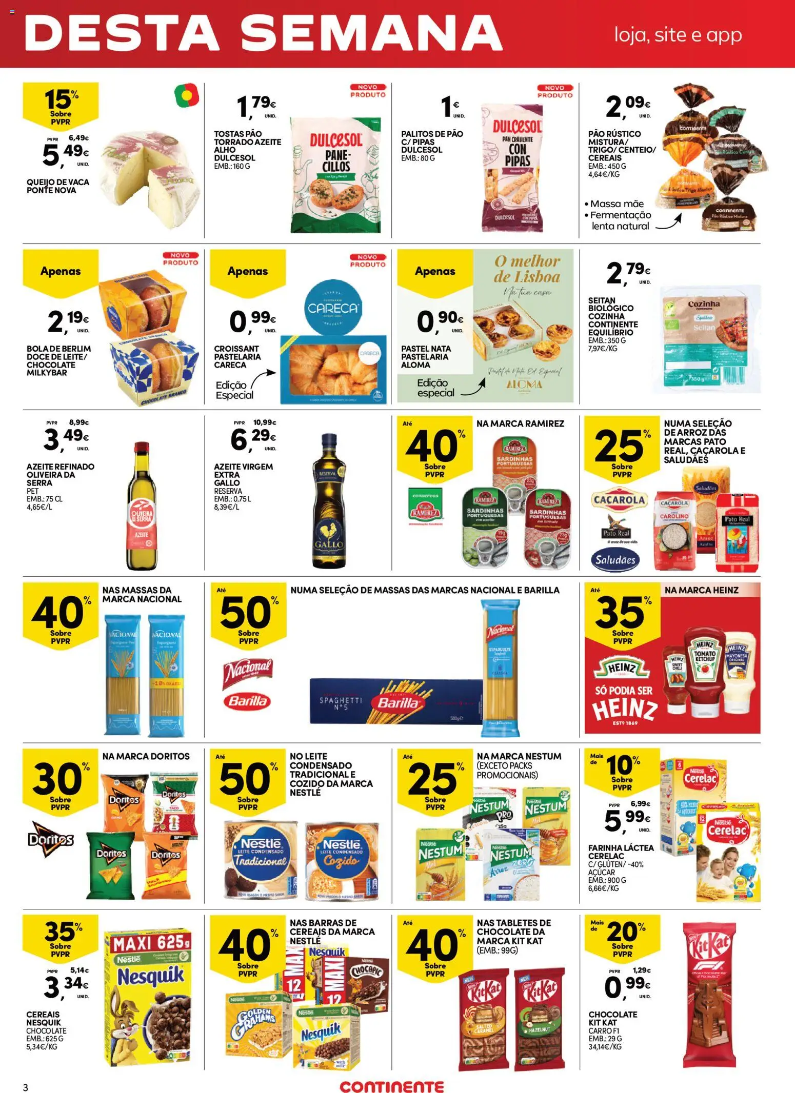 Continente Fim de Semana à Continente │ válido de 03/07/2026 | Página: 3 | Produtos: Leite condensado, Leite, Pão, Cereais