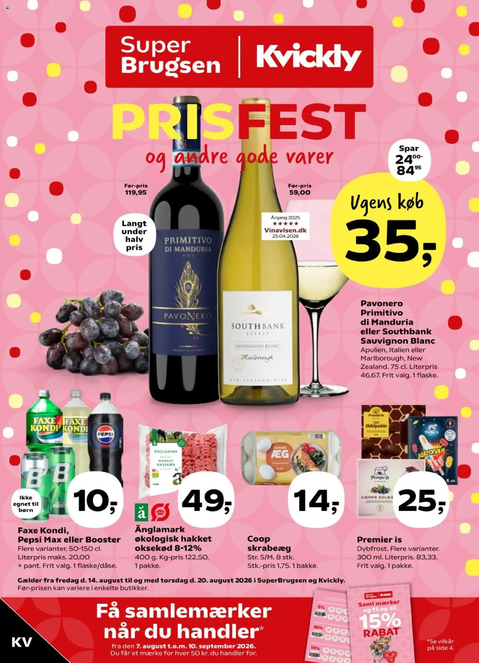 Kvickly tilbudsavis – gyldig fra 14/08/2026 | Side: 1 | Produkter: Oksekød, Is, Faxe Kondi, Pepsi Max