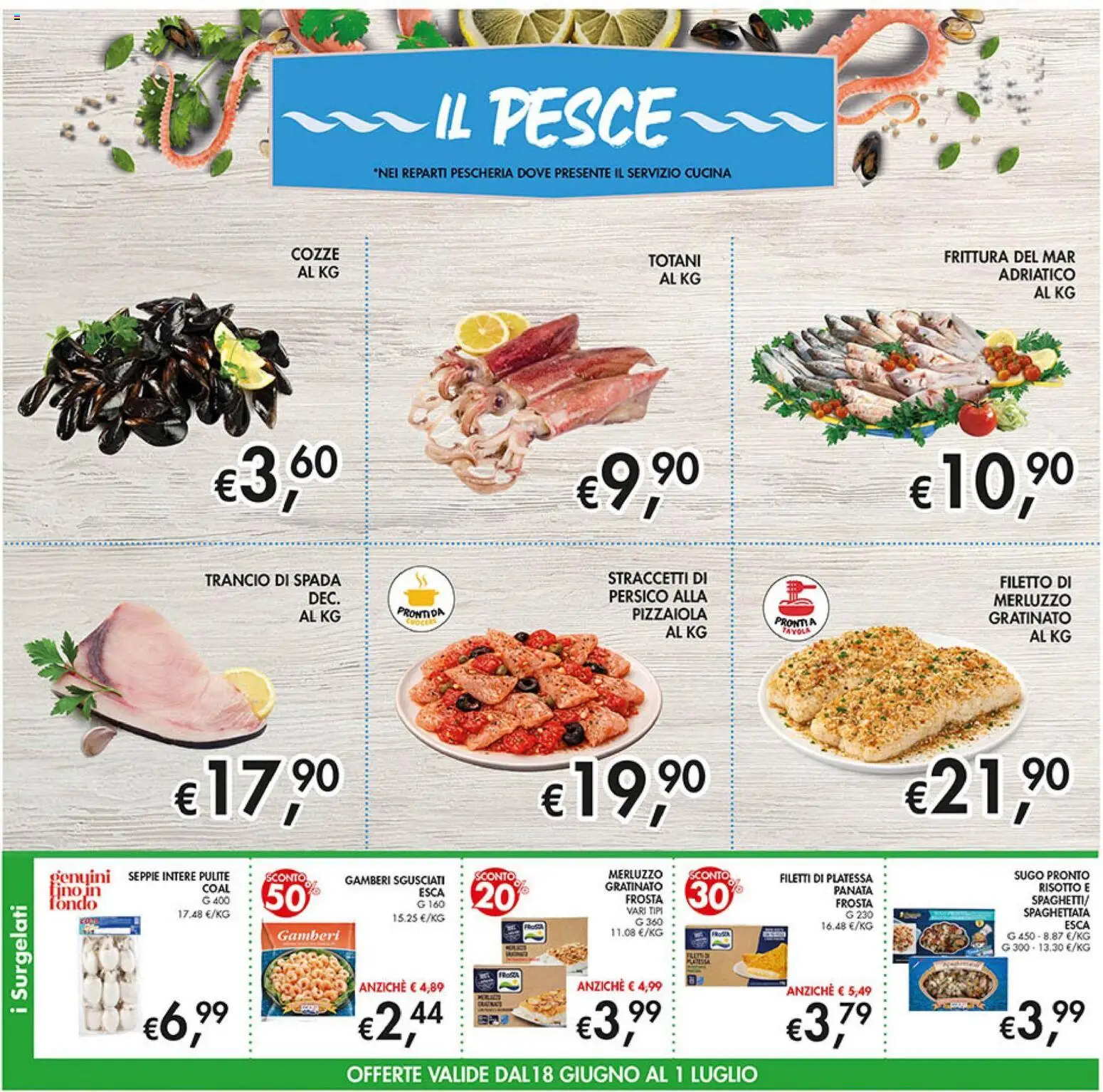 Volantino Coal del 18.06.2026 | Pagina: 8 | Prodotti: Pesce, Merluzzo, Gamberi, Cozze