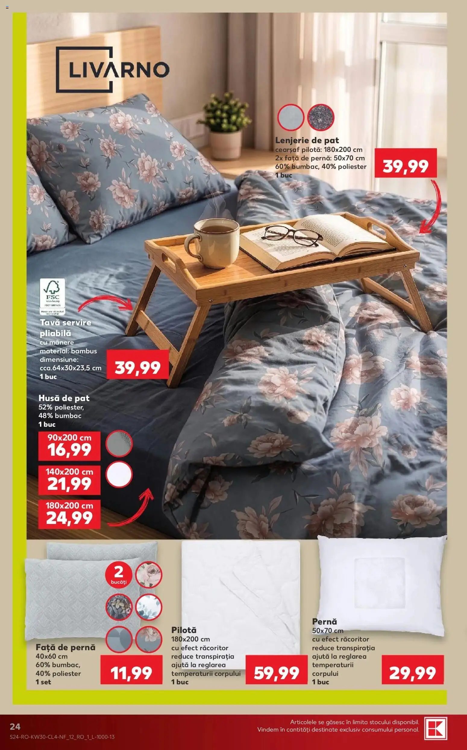 Noul catalog Kaufland – valabil de la 22.07.2026 | Pagină: 24 | Produse: Pat, Lenjerie de pat, Pernă, Pilotă