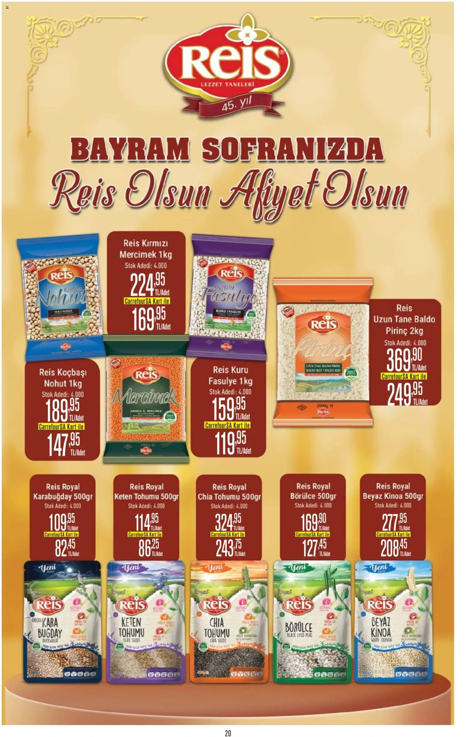 CarrefourSA Katalog - 18.05.2026 tarihinden itibaren geçerlidir | Sayfa: 20 | Ürünler: Kuru fasulye, Fasulye, Pirinç, Keten Tohumu