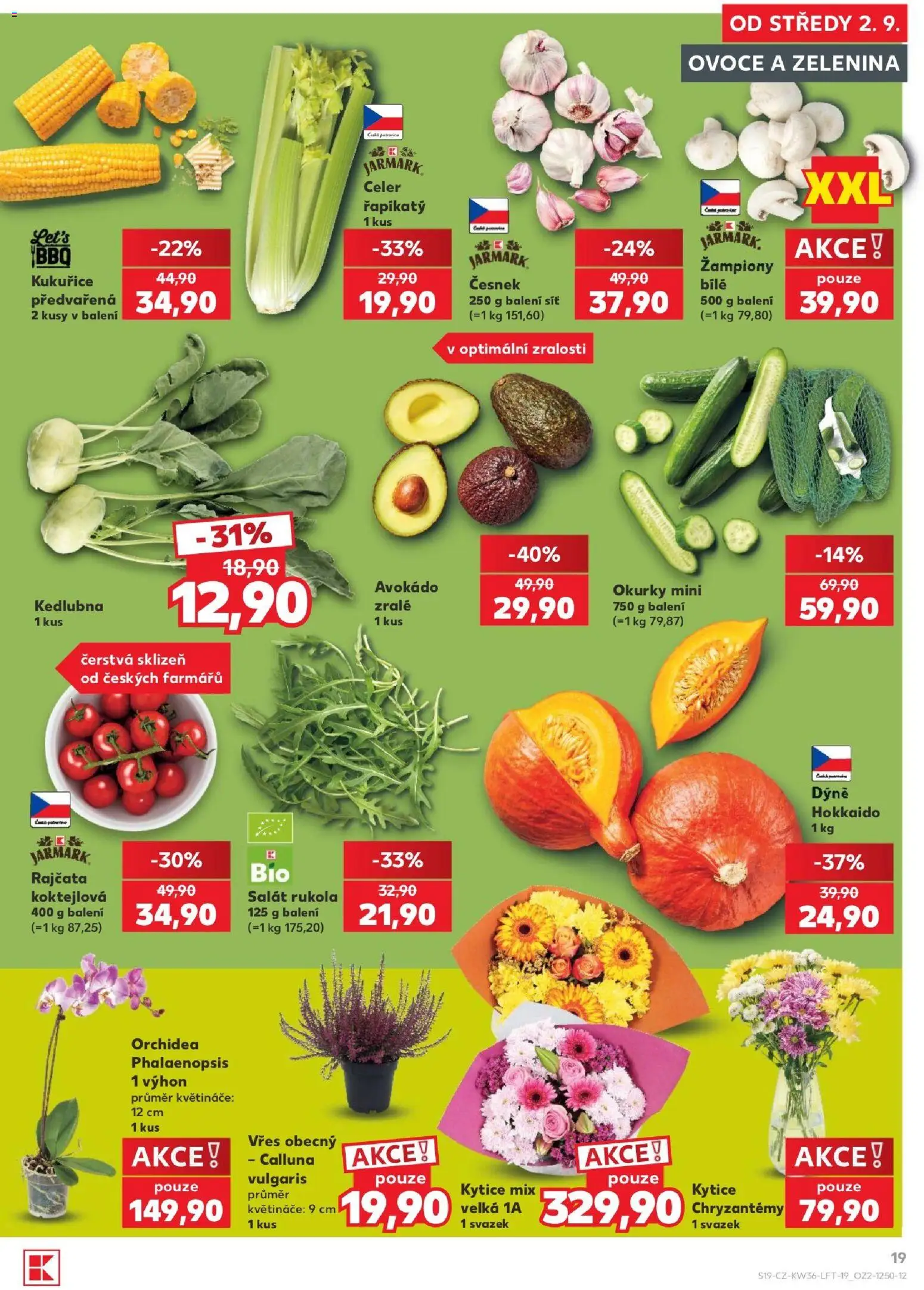 Kaufland leták - Ostrava od 02.09.2026 | Strana: 19 | Produkty: Žampiony, Dýně Hokkaido, Okurky, Kukuřice