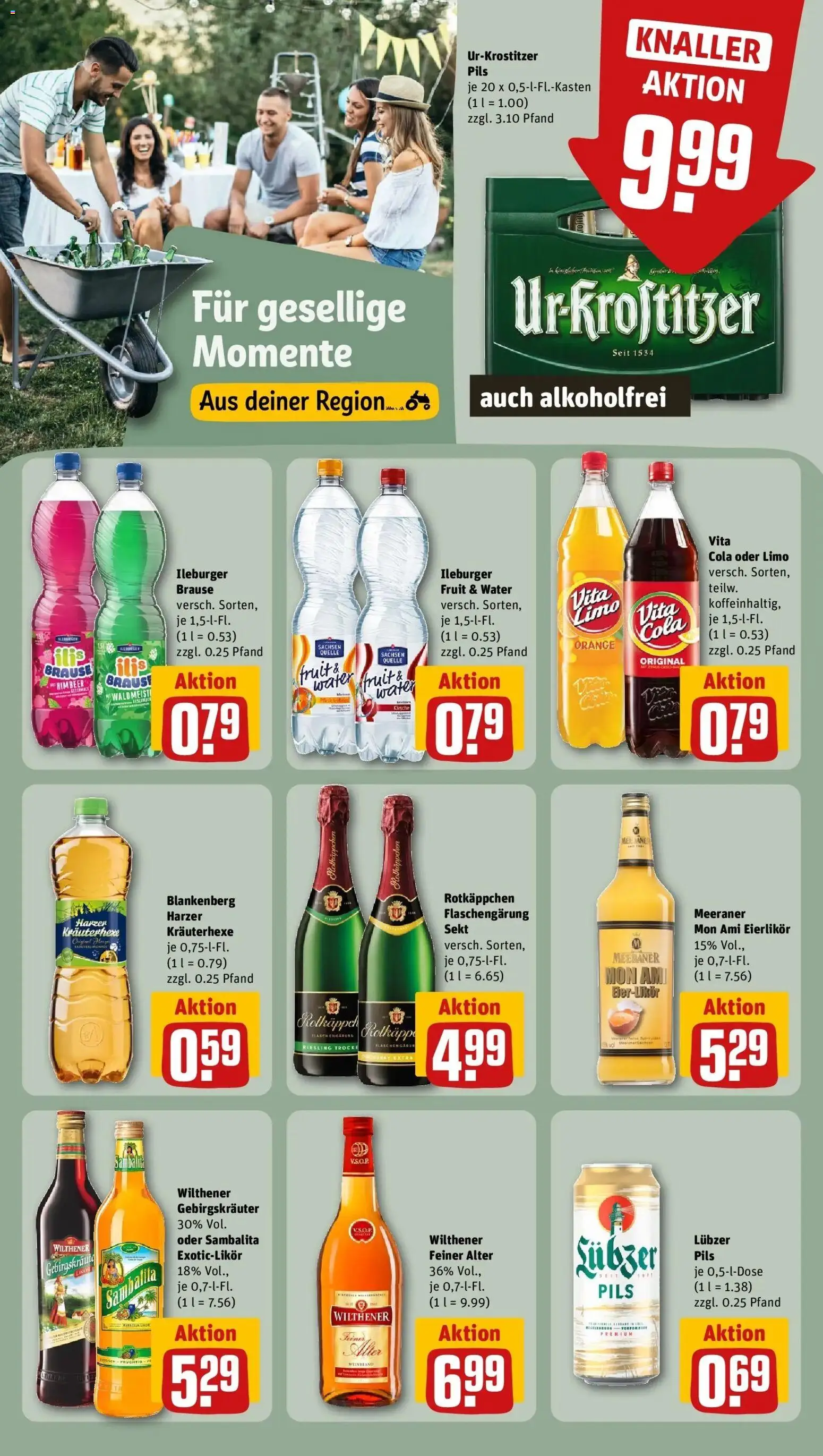 REWE Prospekt ab 03.08.2026 zum Blättern » Angebote | Seite: 14 | Produkte: Sekt, Wilthener gebirgskrauter, Vita cola, Lubzer