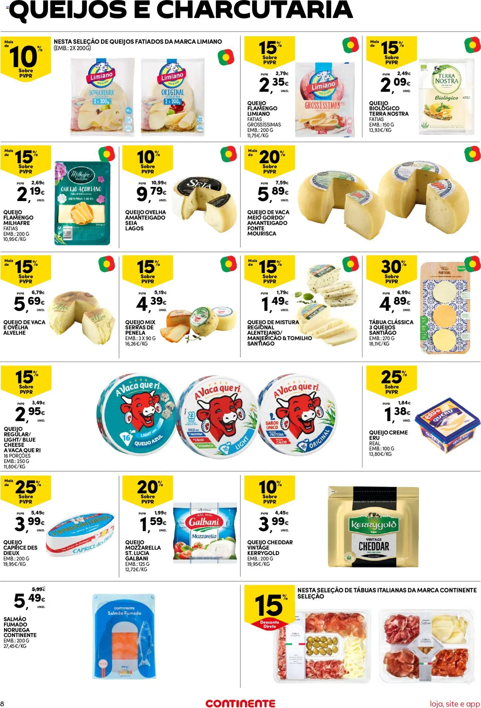 Continente Semanal Continente Bom Dia │ válido de 30/06/2026 | Página: 8 | Produtos: Tábua, Cálcio, Cheddar, Vitamina d