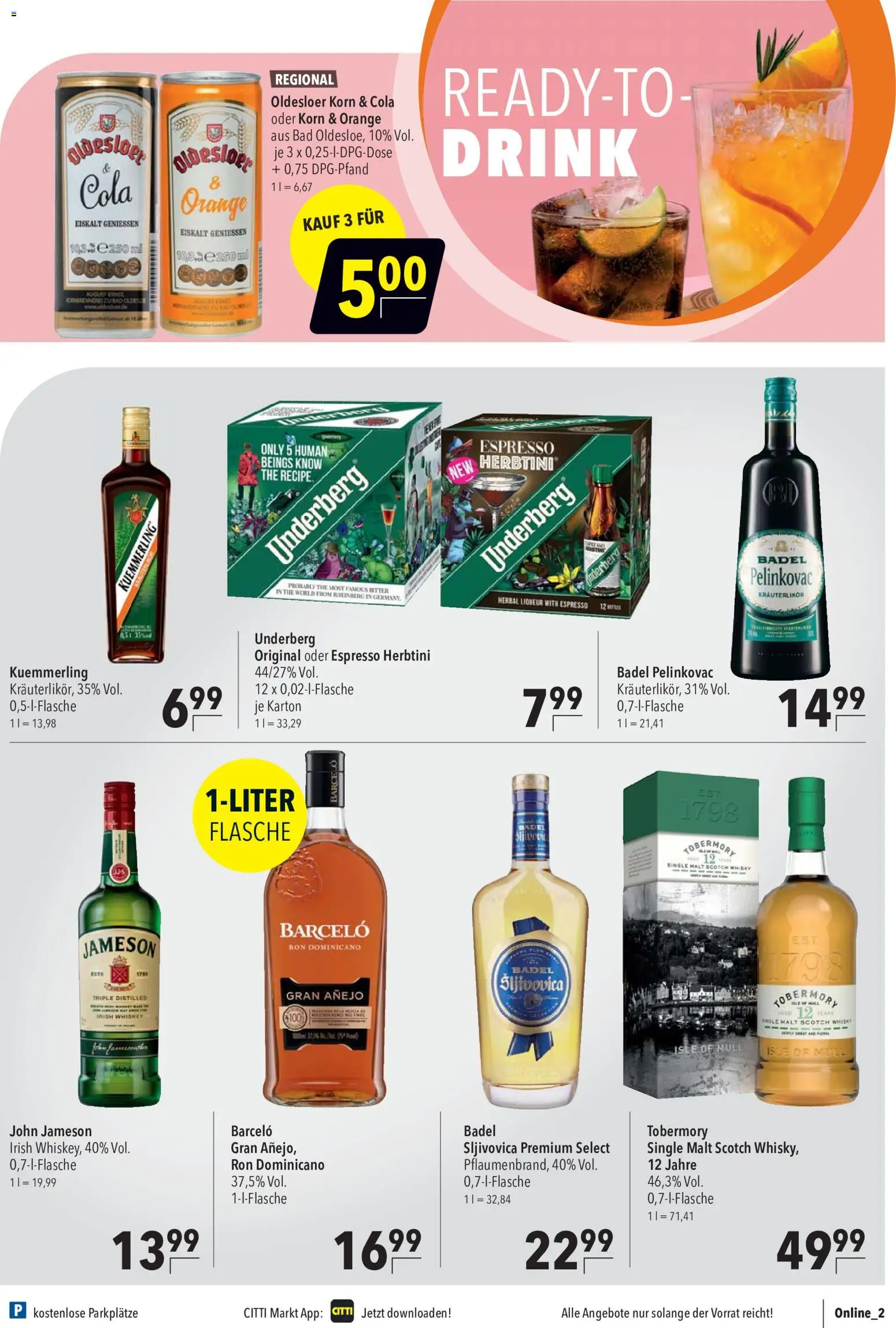 CITTI Markt Prospekt – gültig ab 16.09.2026 | Seite: 13 | Produkte: Whisky, Cola, Kuemmerling, Underberg
