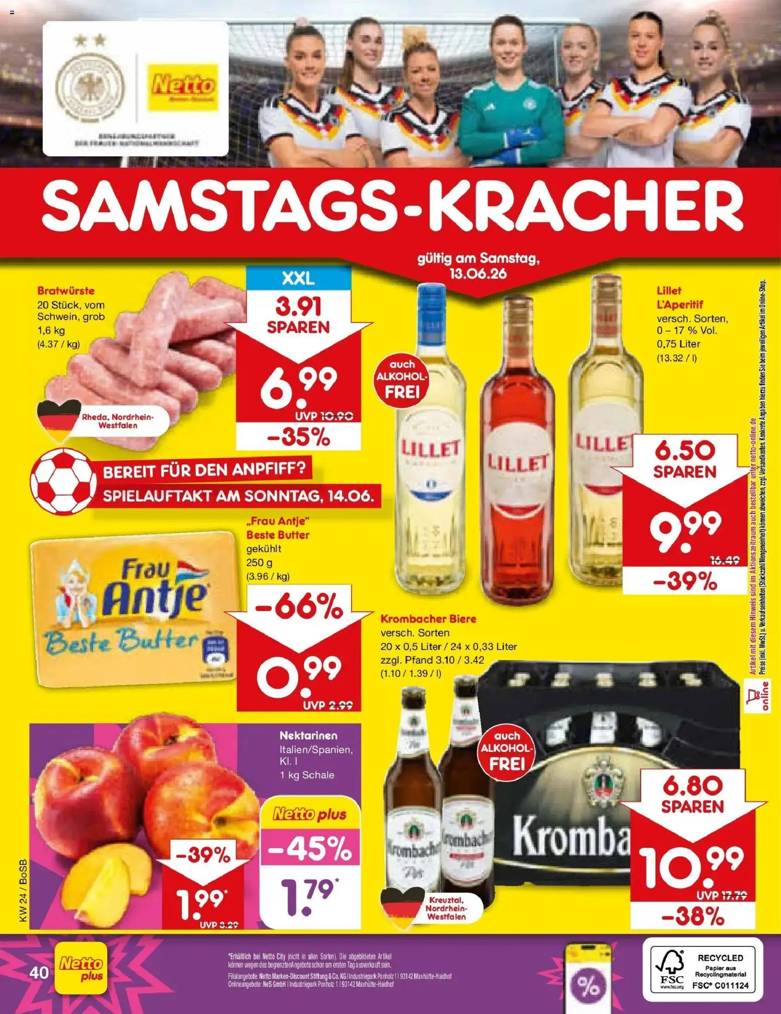 Netto Marken-Discount Prospekt Stadtlohn – gültig ab 08.06.2026 | Seite: 58 | Produkte: Butter, Nektarinen, Lillet, Krombacher