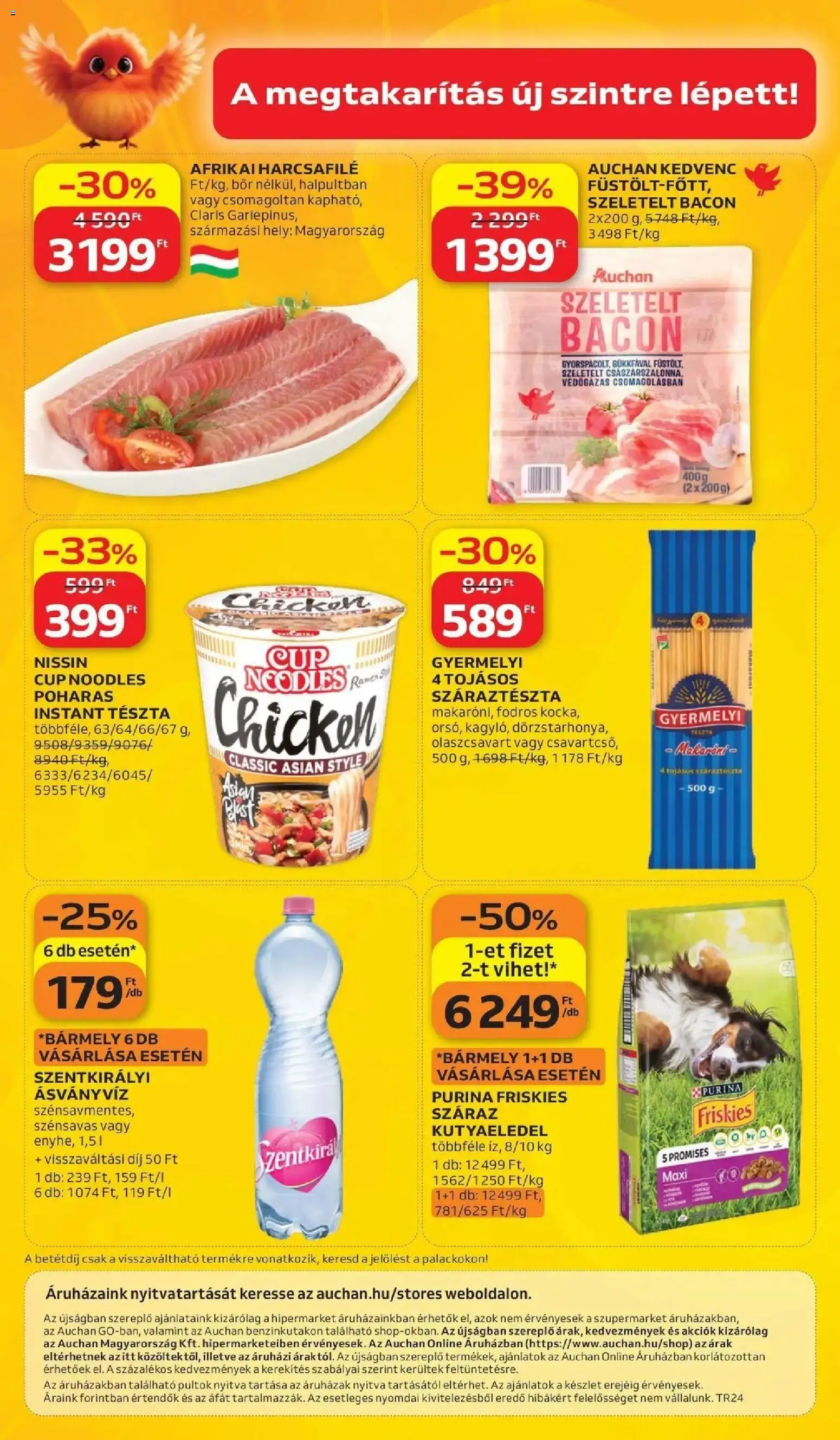 Auchan akciós ujság - amely érvényes a következő dátumtól: 11.06.2026 | Oldal: 46 | Termékek: Kutyaeledel, Szeletelt bacon, Bacon, Bor