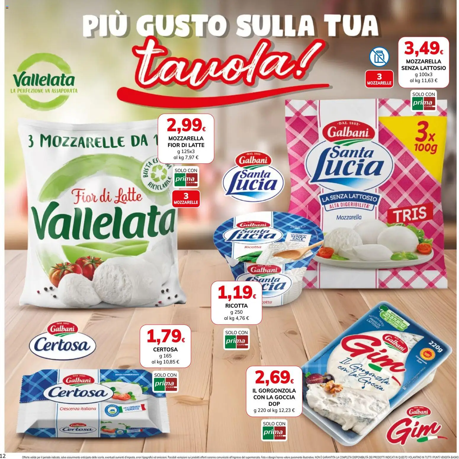 Volantino Basko del 15/09/2026 | Pagina: 12 | Prodotti: Mozzarella senza lattosio, Latte, Crescenza, Senza lattosio