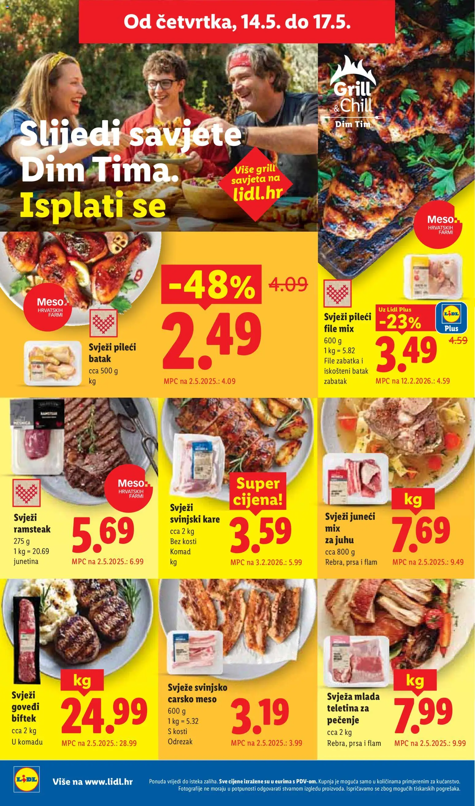Lidl katalog | vrijedi od 11.05.2026 | Stranica: 52 | Proizvodi: Svinjski kare, Teletina, Pileći file, Meso