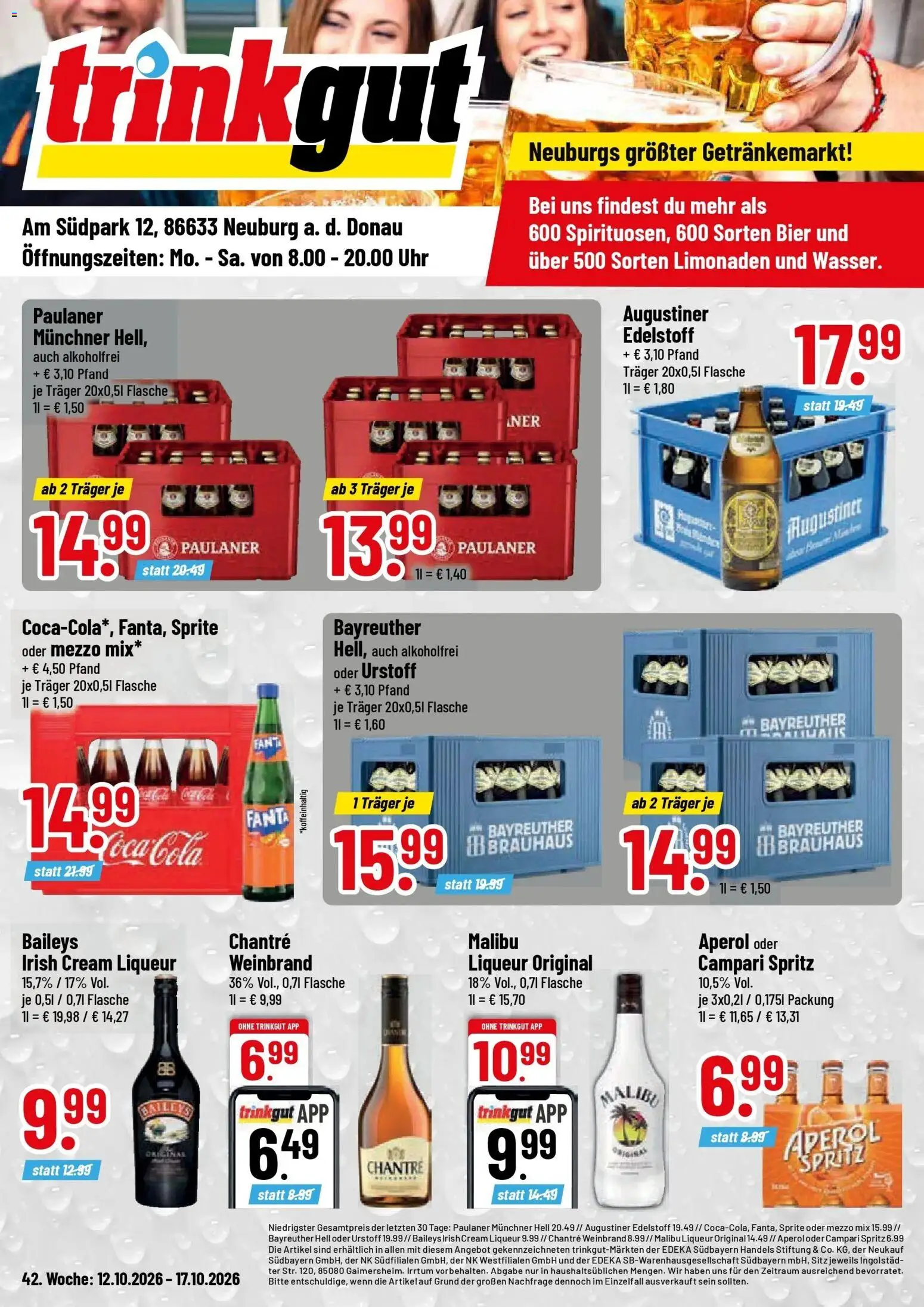 Trinkgut Prospekt Neuburg An Der Donau (ab 12.10.2026) » Angebote online | Seite: 1 | Produkte: Coca cola, Chantré, Oder mezzo mix, Uhr