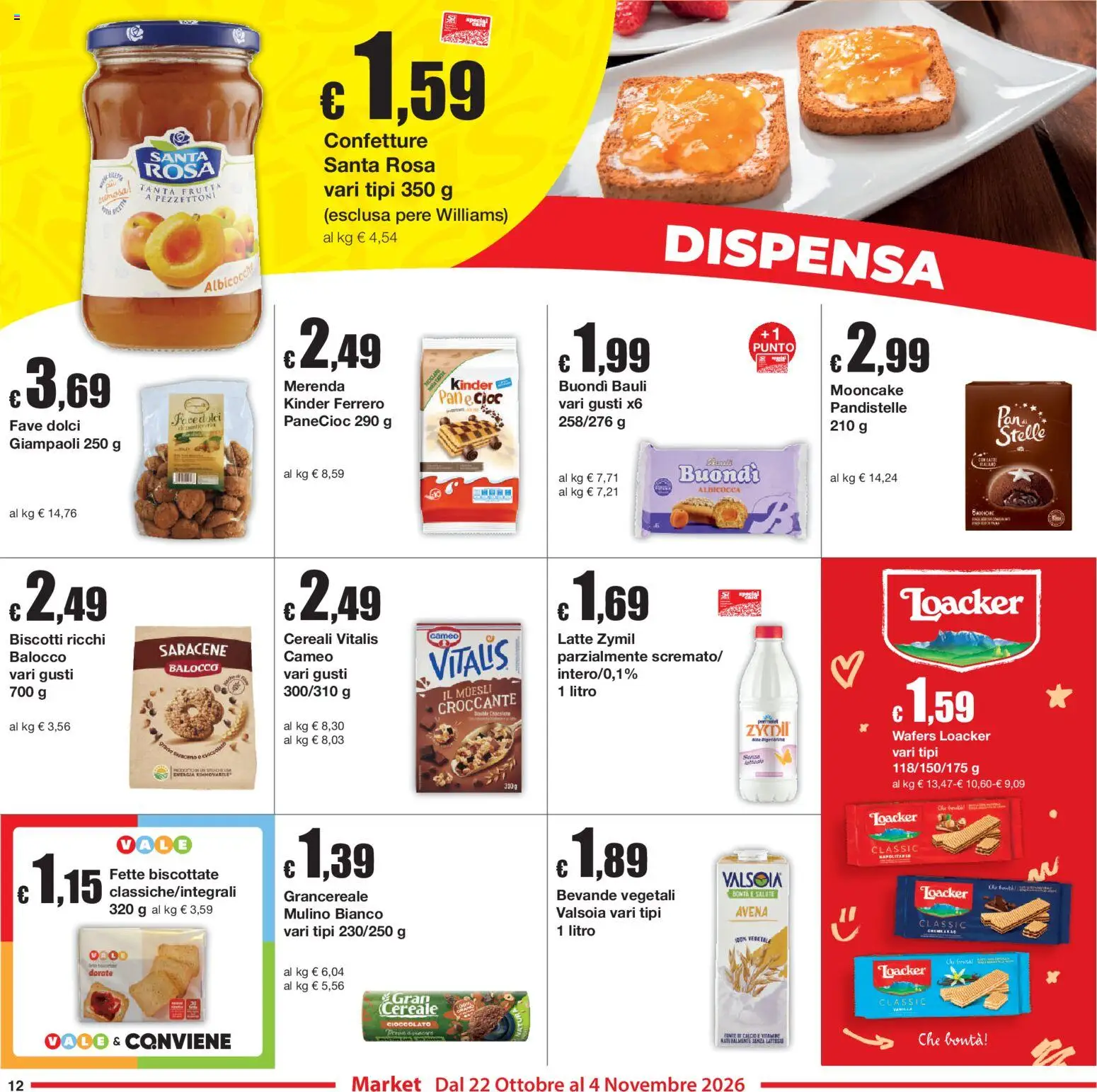 Volantino Sì con Te del 22/10/2026 | Pagina: 12 | Prodotti: Pane, Cereali, Biscotti, Latte