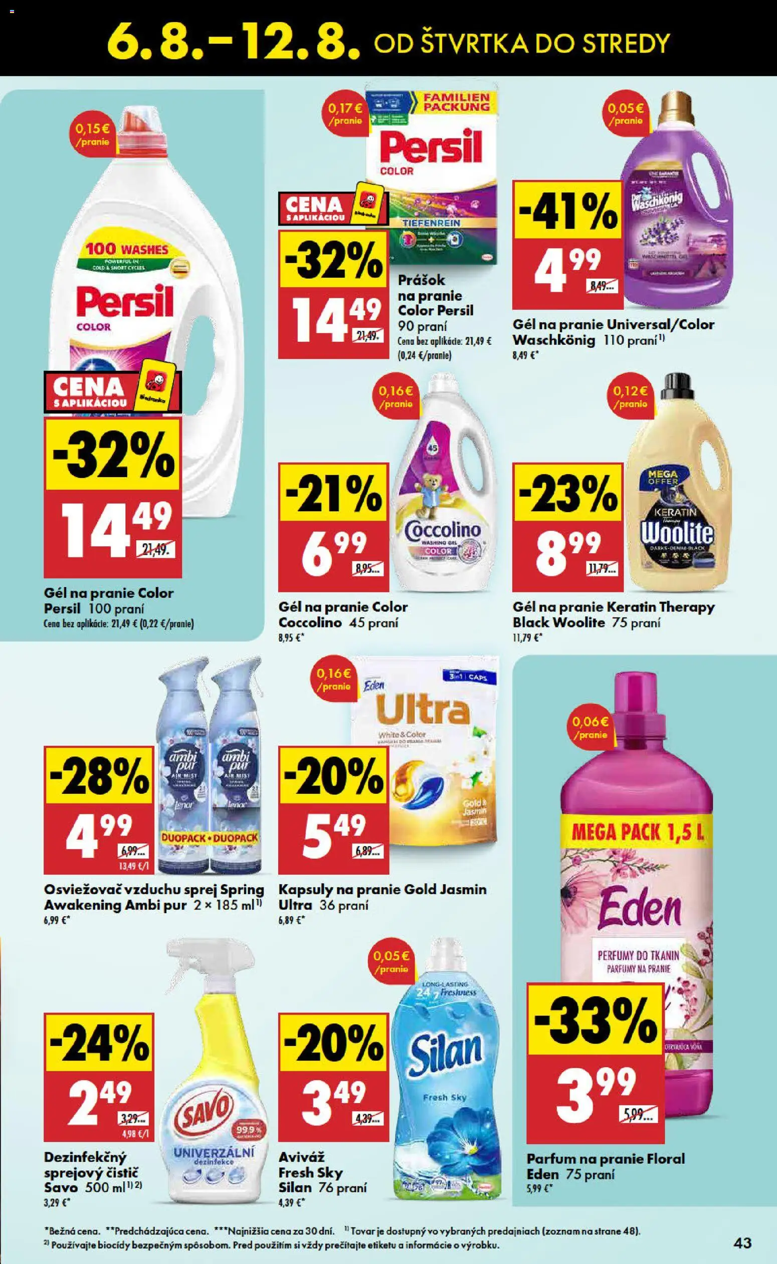 Nové Biedronka akcie – leták je platný od 06.08.2026 | Strana: 43 | Produkty: Osviežovač vzduchu, Persil, Savo