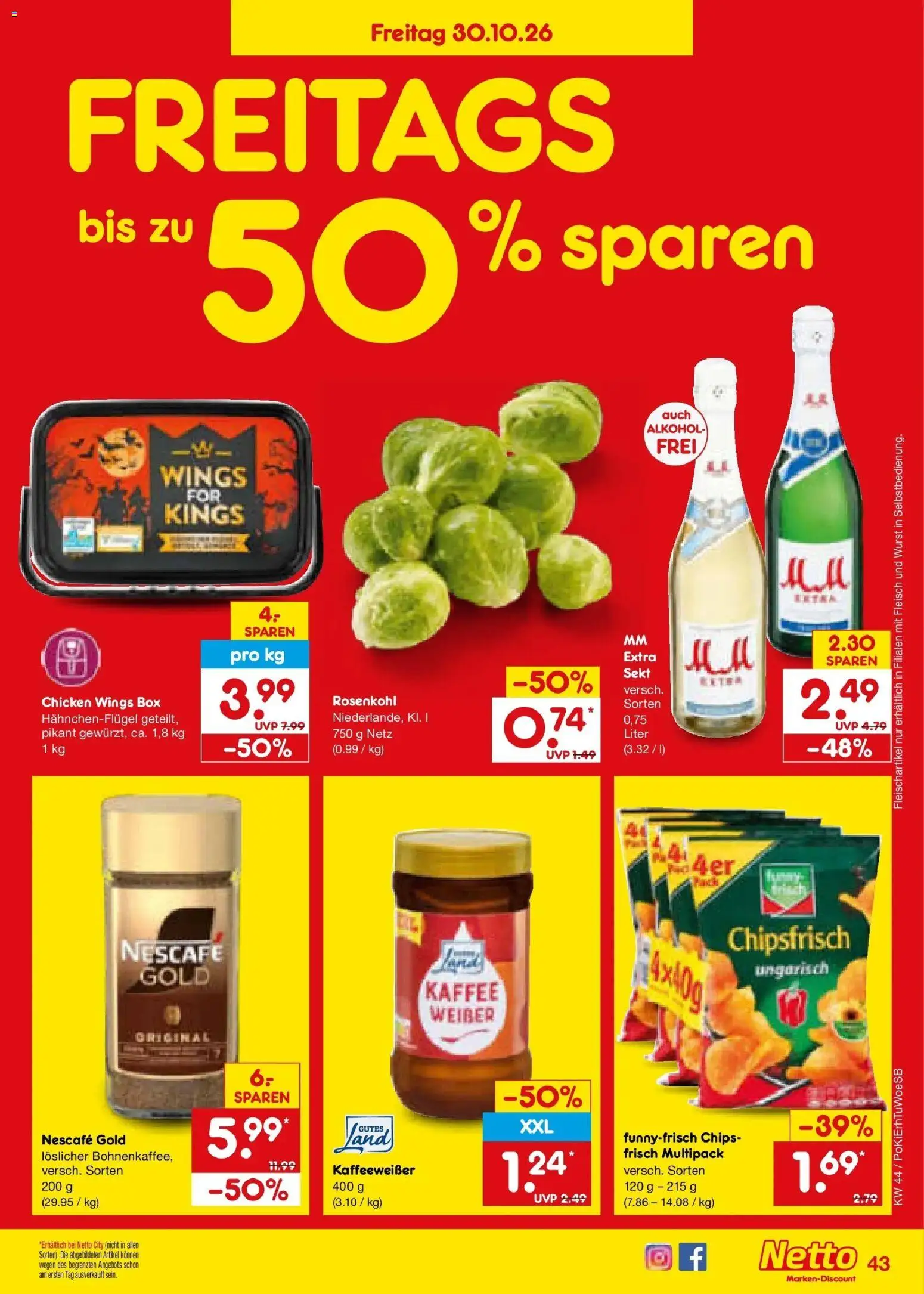 Netto Marken-Discount Prospekt Sindelfingen – gültig ab 26.10.2026 | Seite: 57 | Produkte: Nescafe, Chips, Nescafe gold, Fleisch