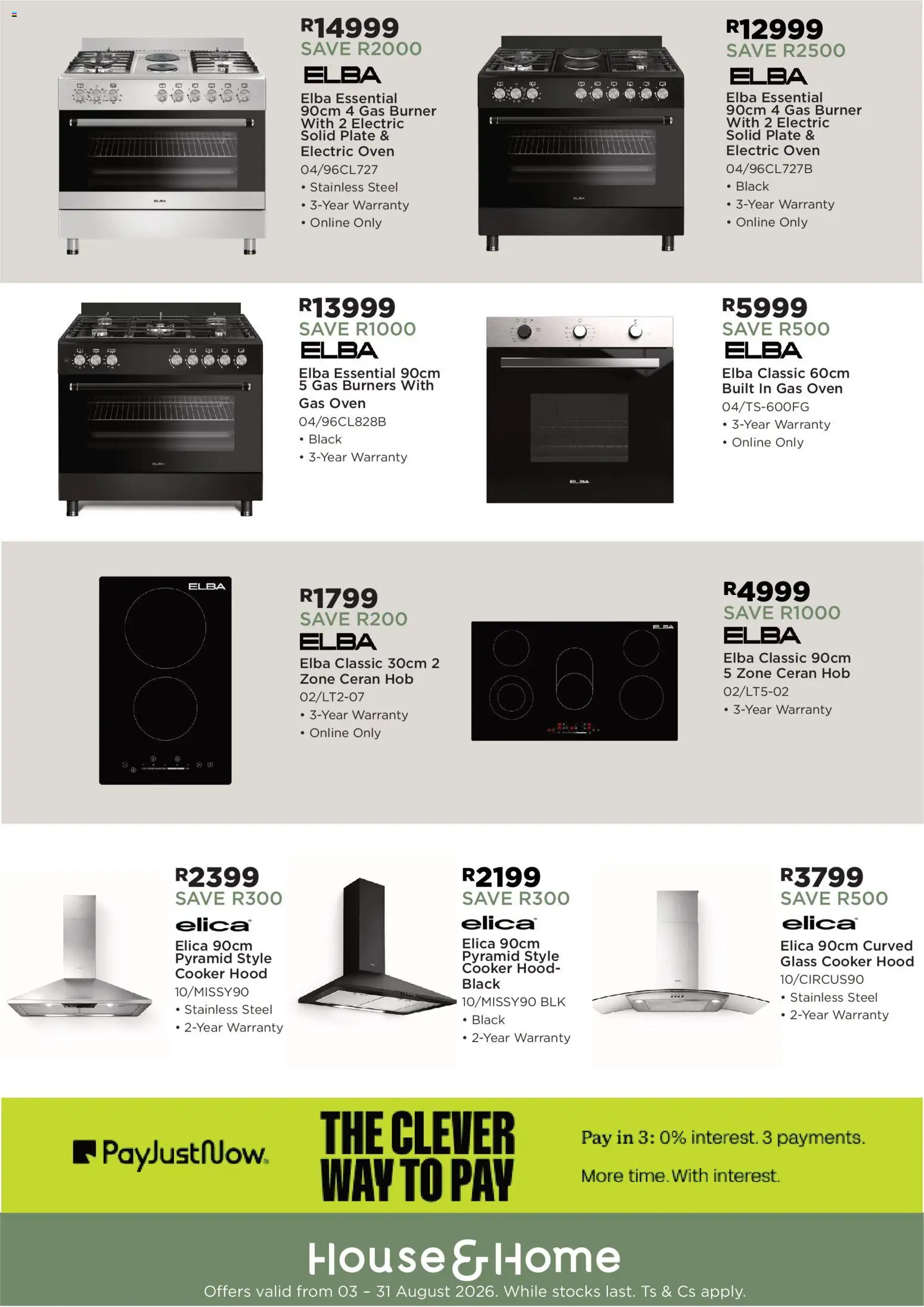 New House and Home catalogue – valid from 03/08/2026 | Page: 2 | Products: Oven, Hob, Plate, Cooker