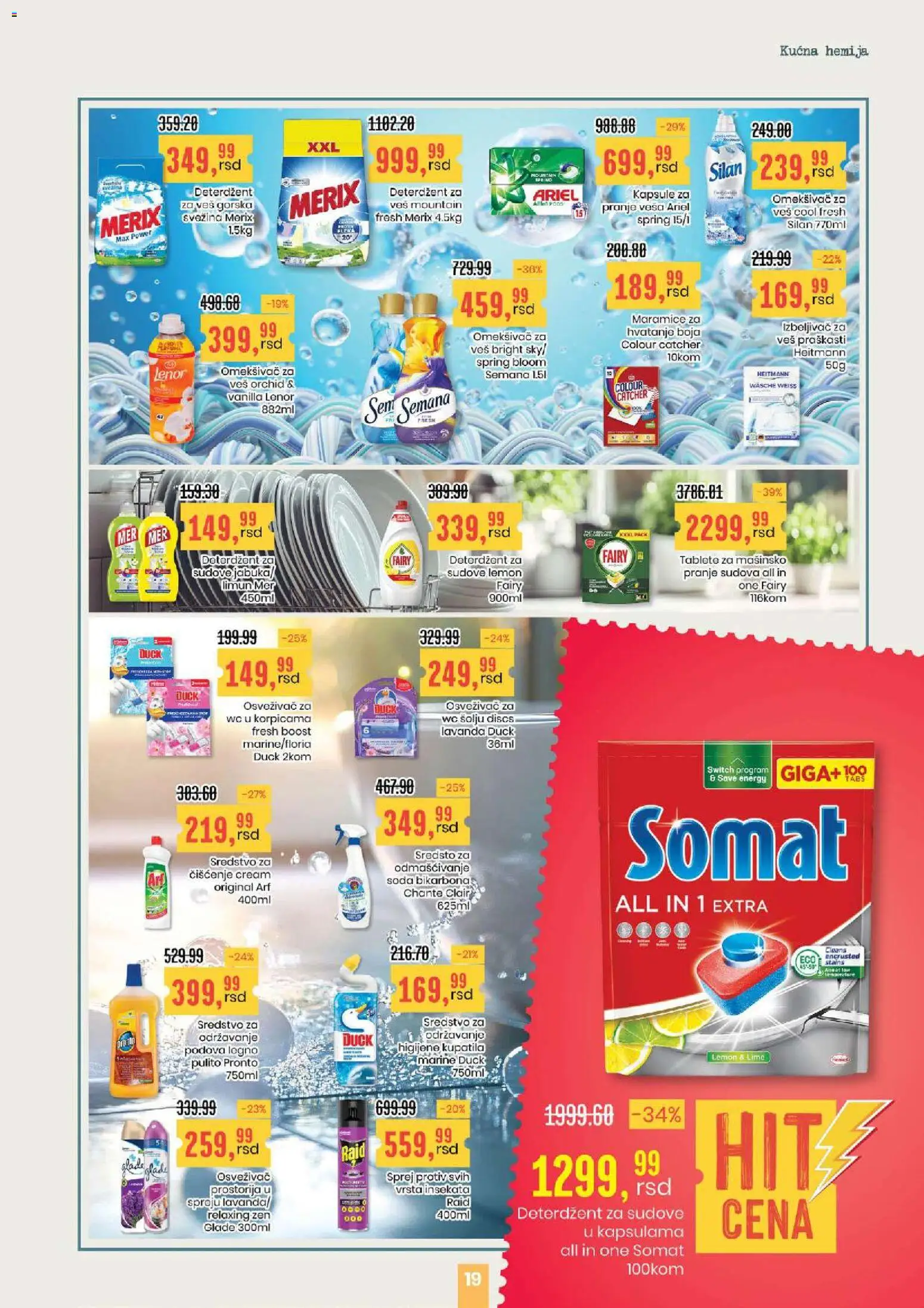 Aroma Market katalog - važi od 30.04.2026 | Strana: 19 | Proizvode: Deterdžent za sudove, Ariel, Kapsule, Pronto