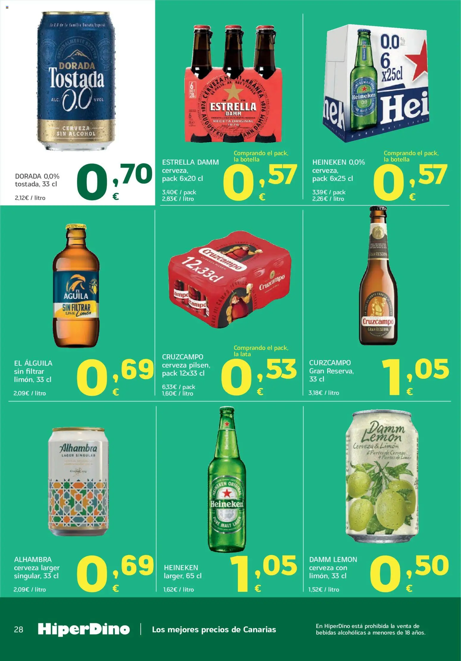 HiperDino folleto │ válido desde el 09/09/2026 | Página: 28 | Productos: Cerveza, Limón, Bebidas, Alcohol