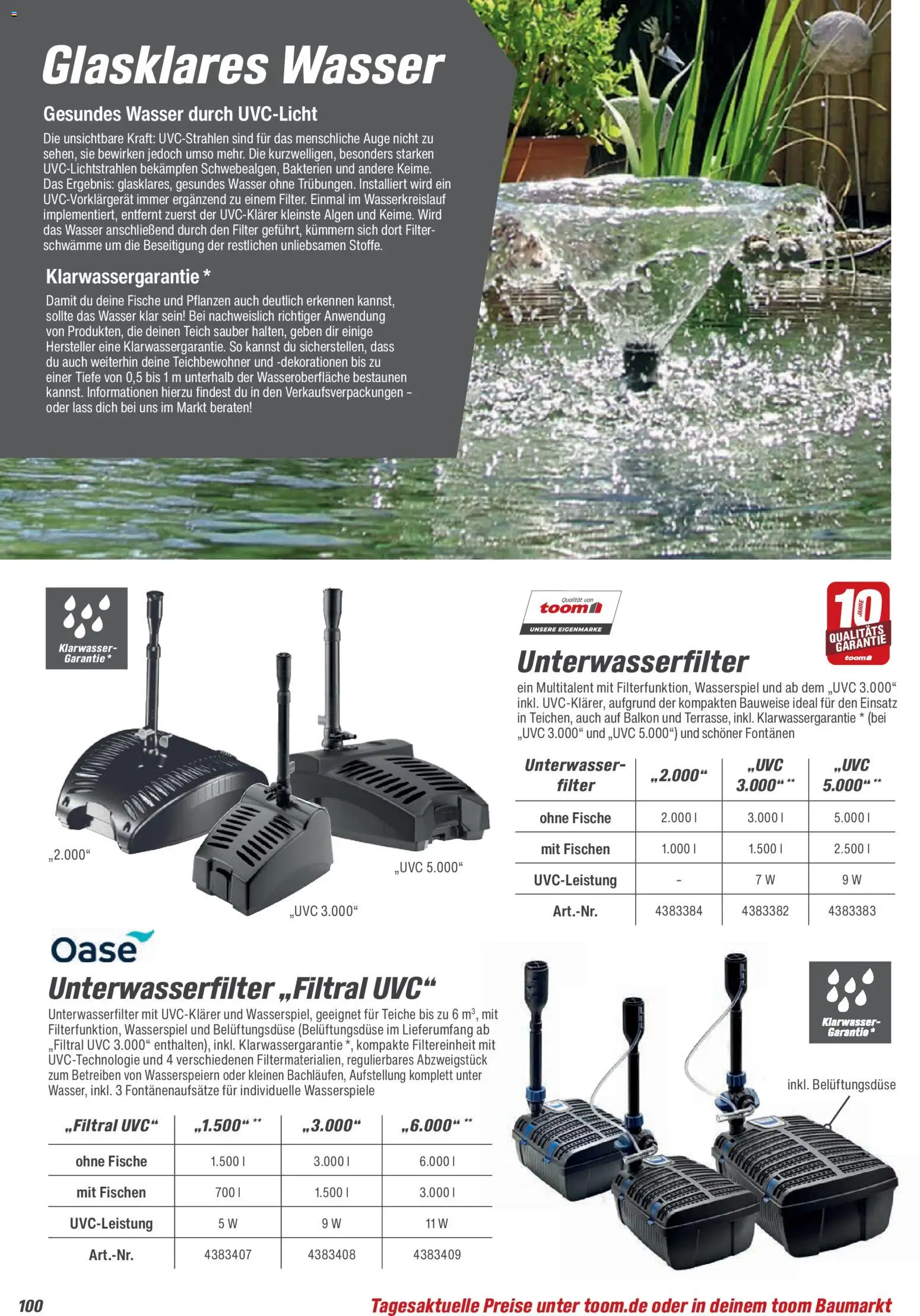 Toom Baumarkt Gartenpflege & Teich 2026 – gültig ab 20.02.2026 | Seite: 100 | Produkte: Wasser
