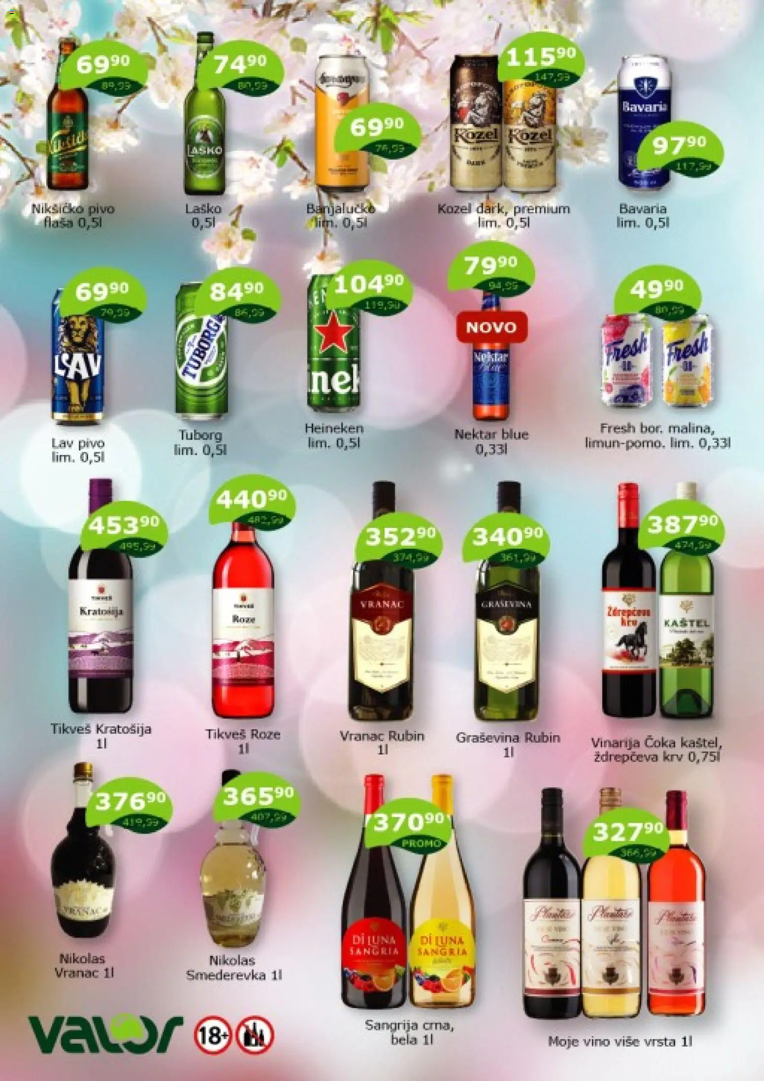Valor katalog - važi od 16.05.2026 | Strana: 3 | Proizvode: Vranac, Nektar, Graševina, Pivo