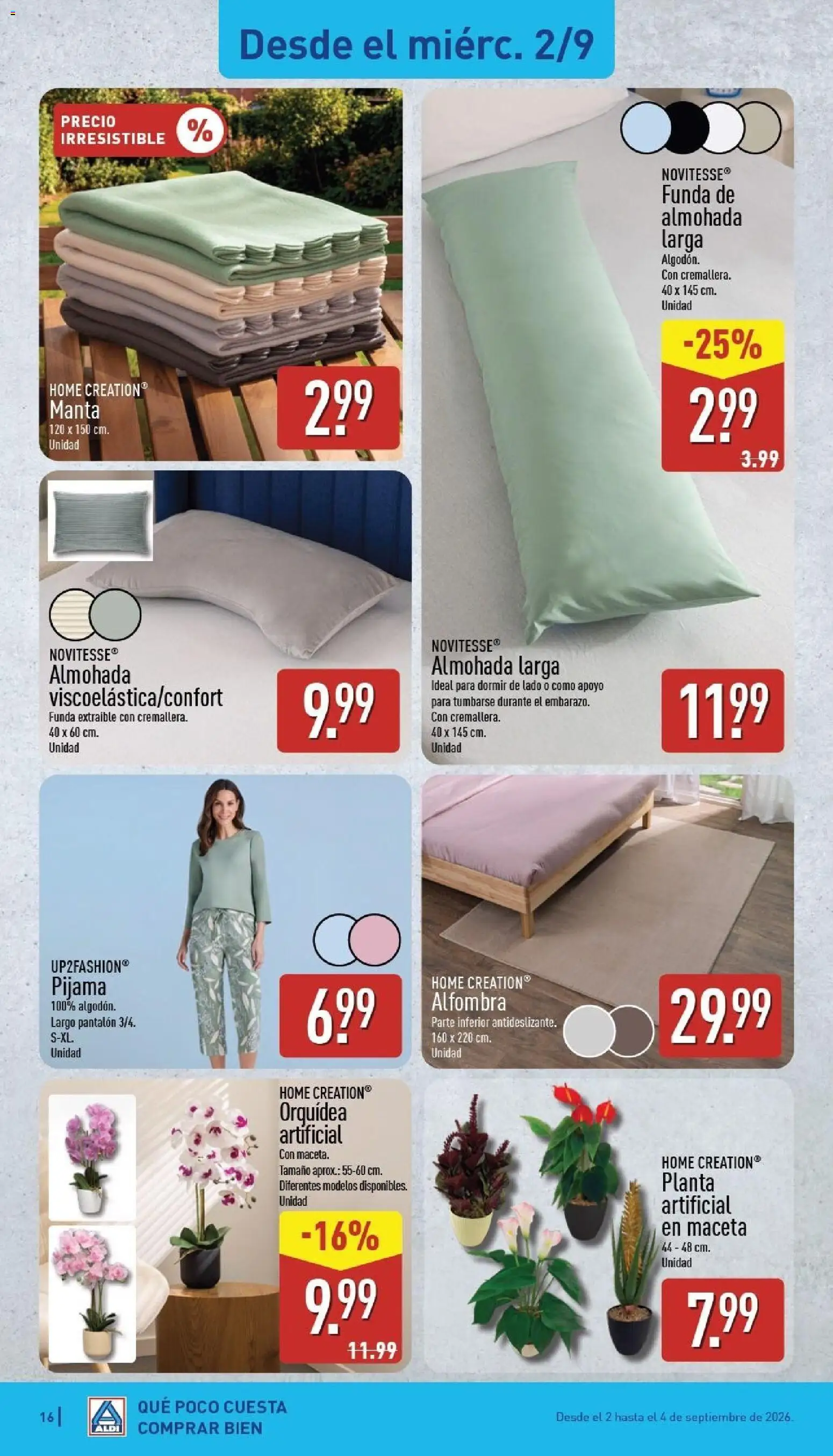 Aldi folleto Península │ válido desde el 31/08/2026 | Página: 16 | Productos: Pijama, Funda, Almohada, Maceta