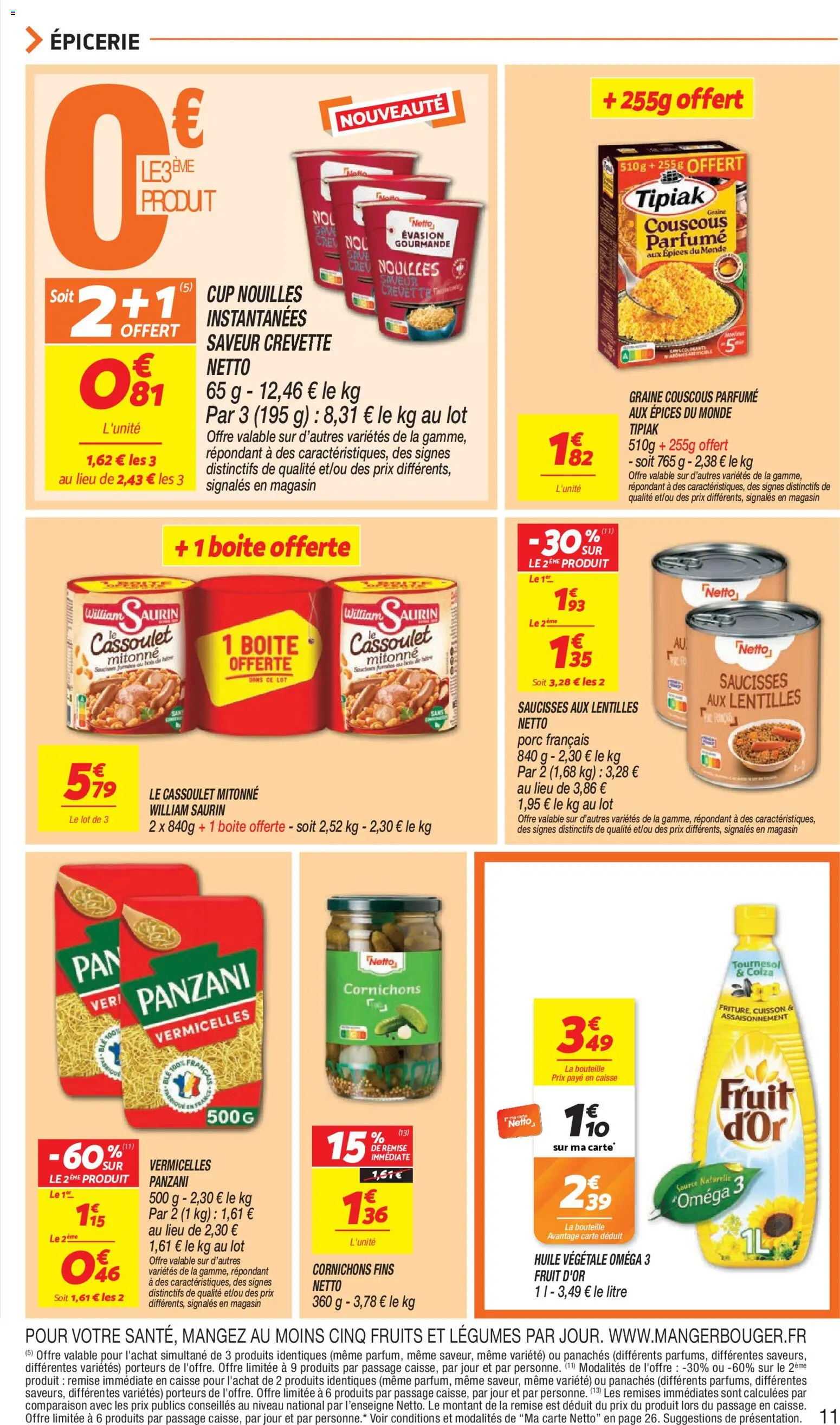 {H1} | Page: 11 | Produits: Crevette, Fruits, Bouteille, Huile