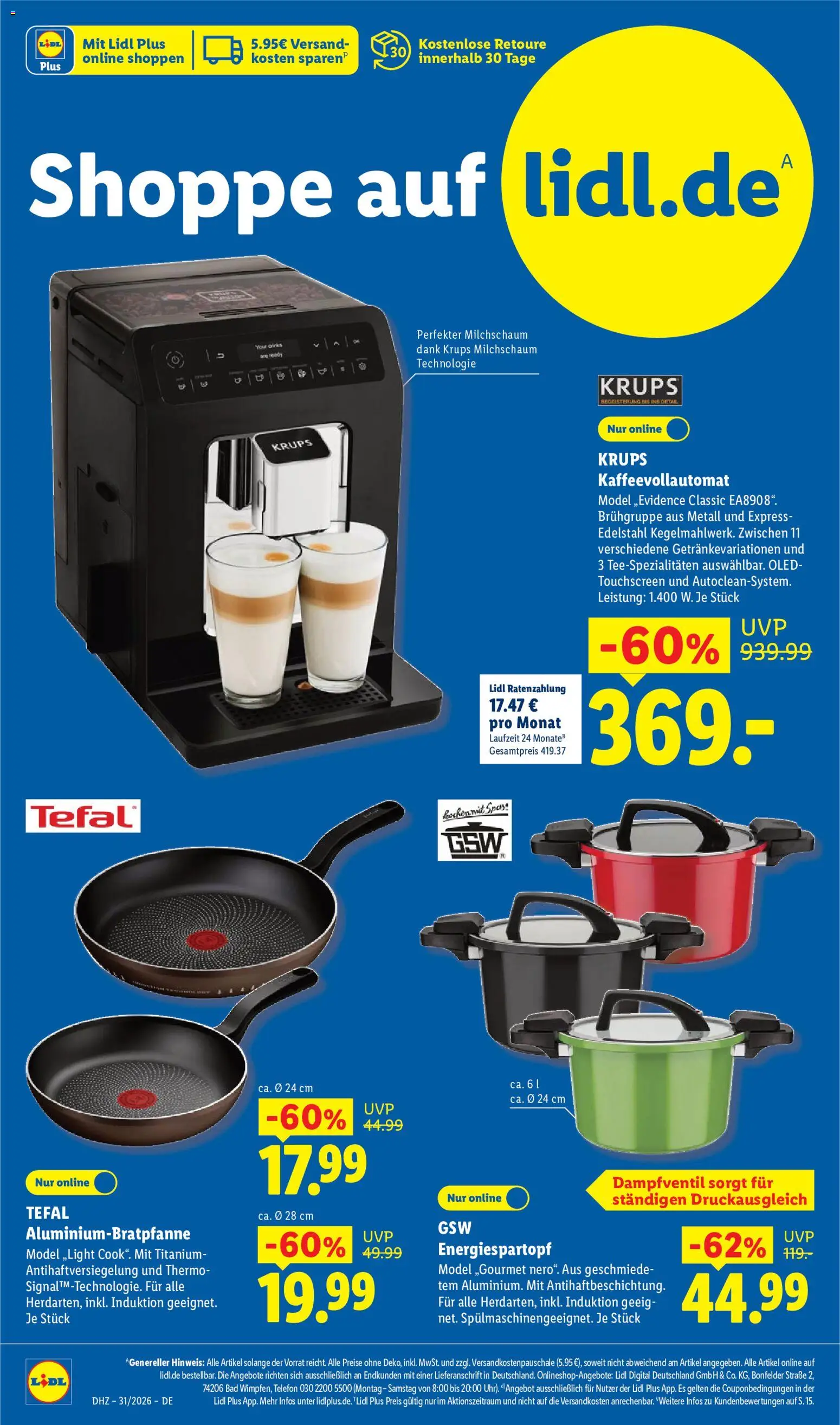 Lidl Německo leták od 27.07.2026 | Strana: 8 | Produkty: Telefon, Tefal