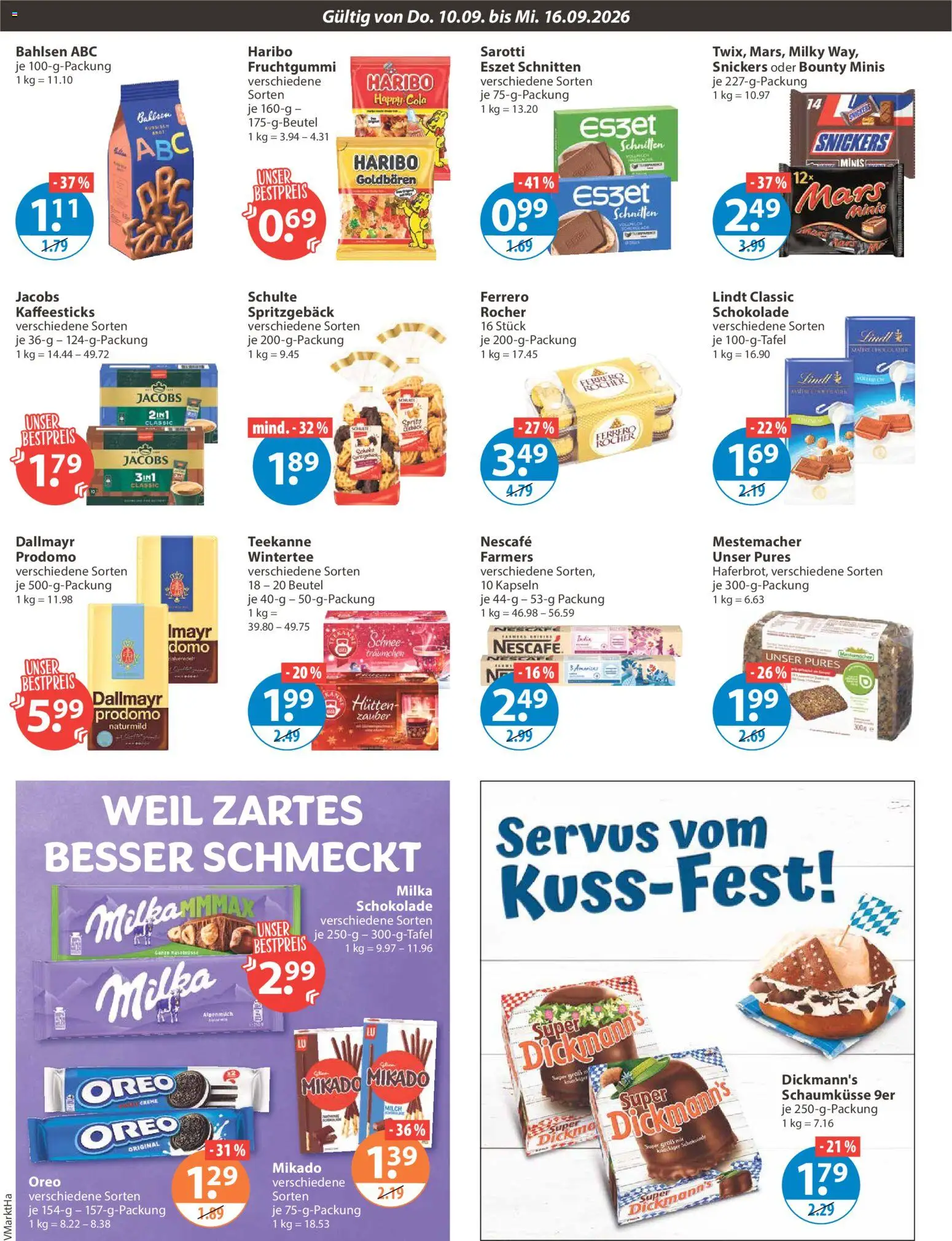 V-Markt Angebote – gültig ab 10.09.2026 | Seite: 8 | Produkte: Haribo, Cola, Milka, Mars