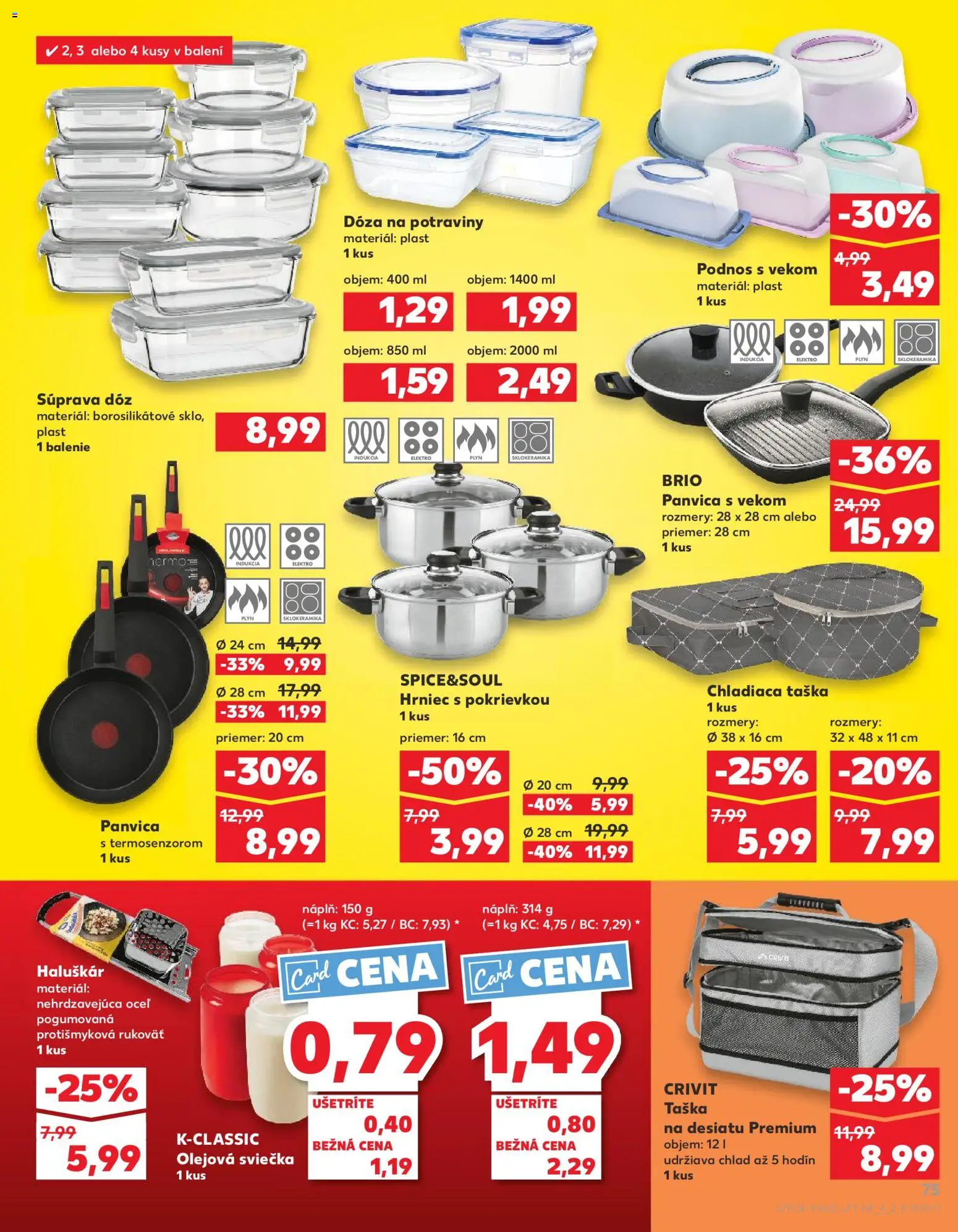 Nové Kaufland akcie – leták je platný od 18.06.2026 | Strana: 75 | Produkty: Indukcia, Panvica, Taška