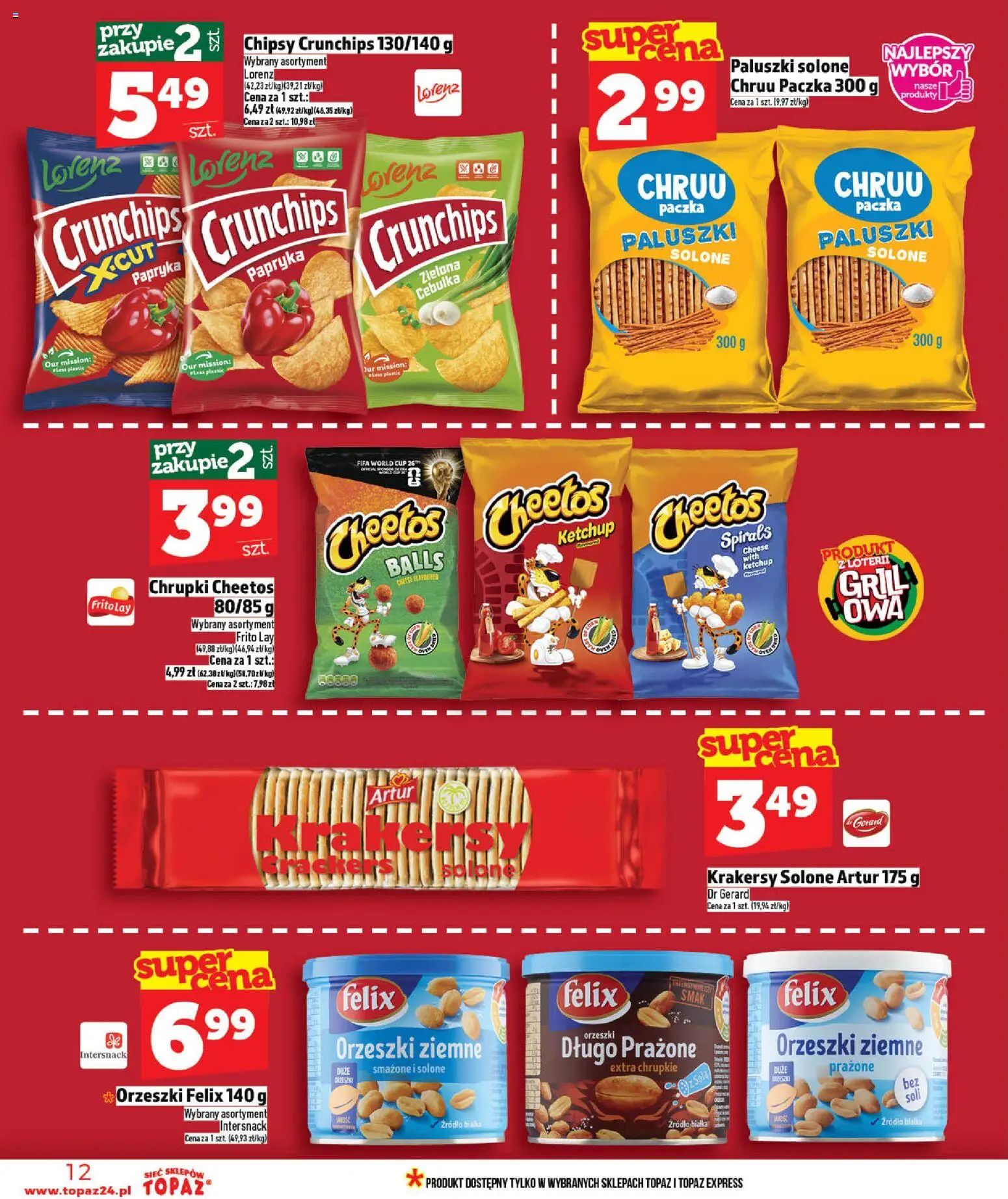 Topaz gazetka - Ceny małe na stałe od 14.05.2026 | Strona: 12 | Produkty: Ketchup, Papryka, Paluszki, Krakersy