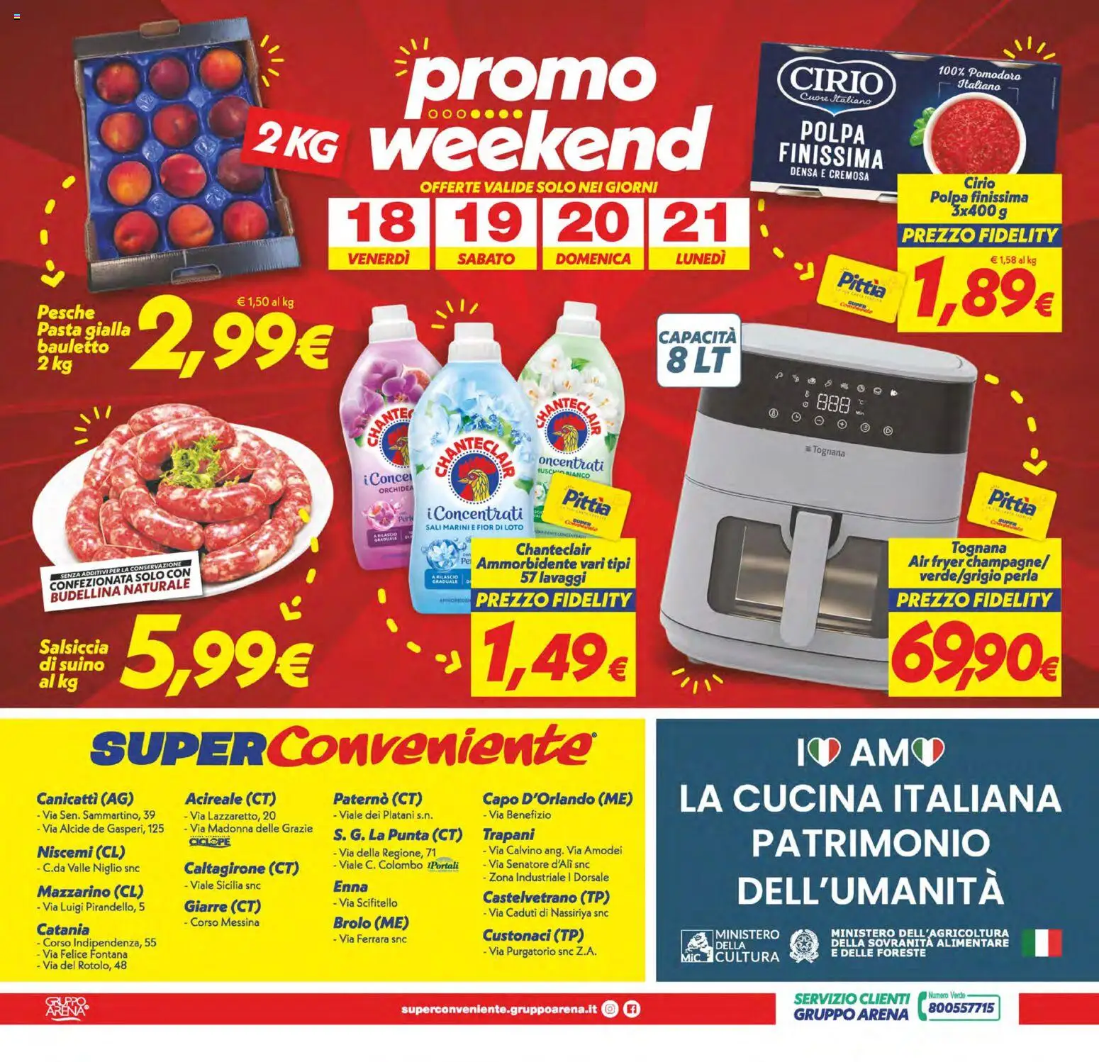 Volantino SuperConveniente del 11/09/2026 | Pagina: 24 | Prodotti: Salsiccia, Pasta, Orchidea, Pesche