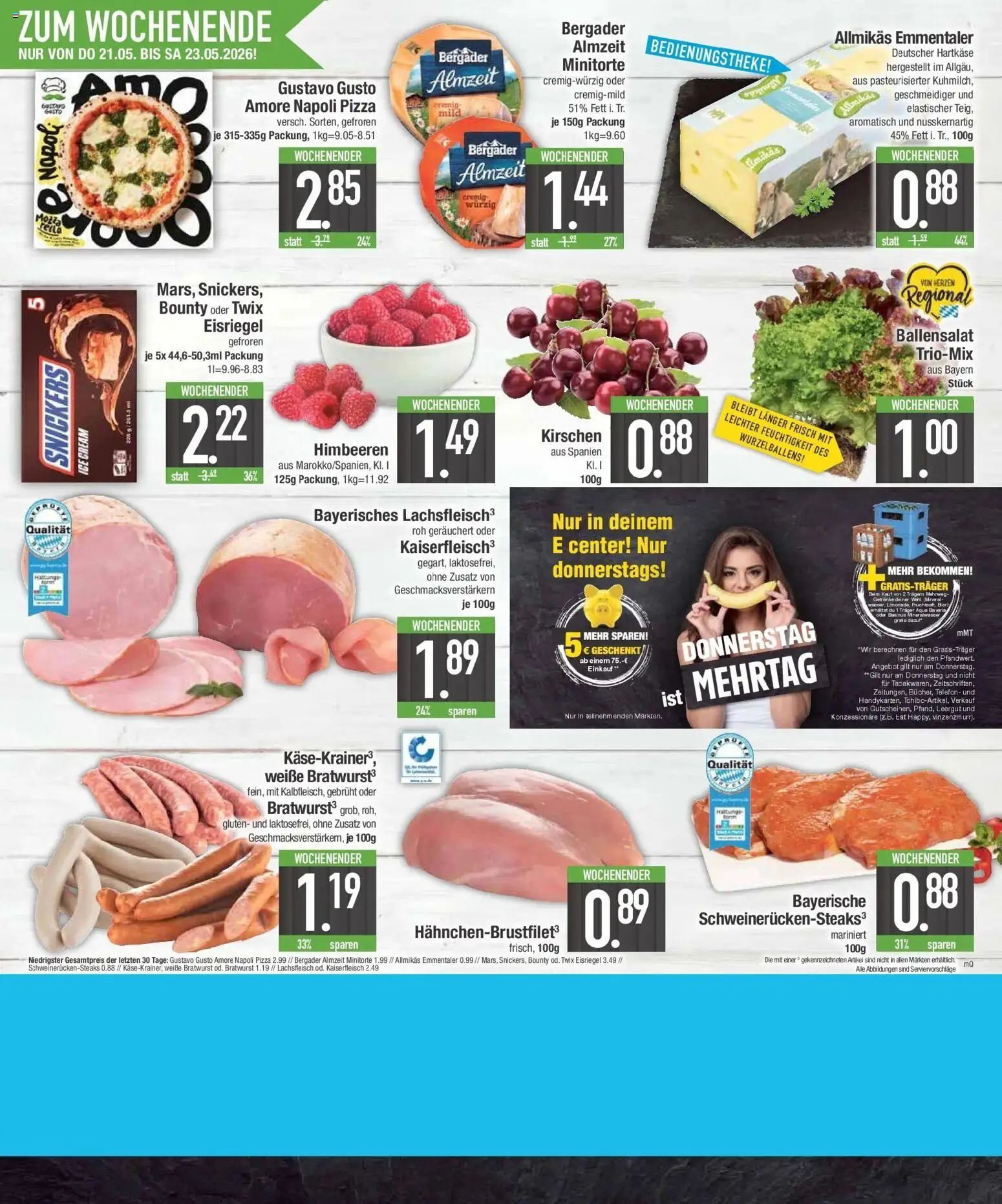E center Prospekt Meitingen – gültig ab 17.05.2026 | Seite: 25 | Produkte: Gustavo gusto, Bier, Snickers, Pizza