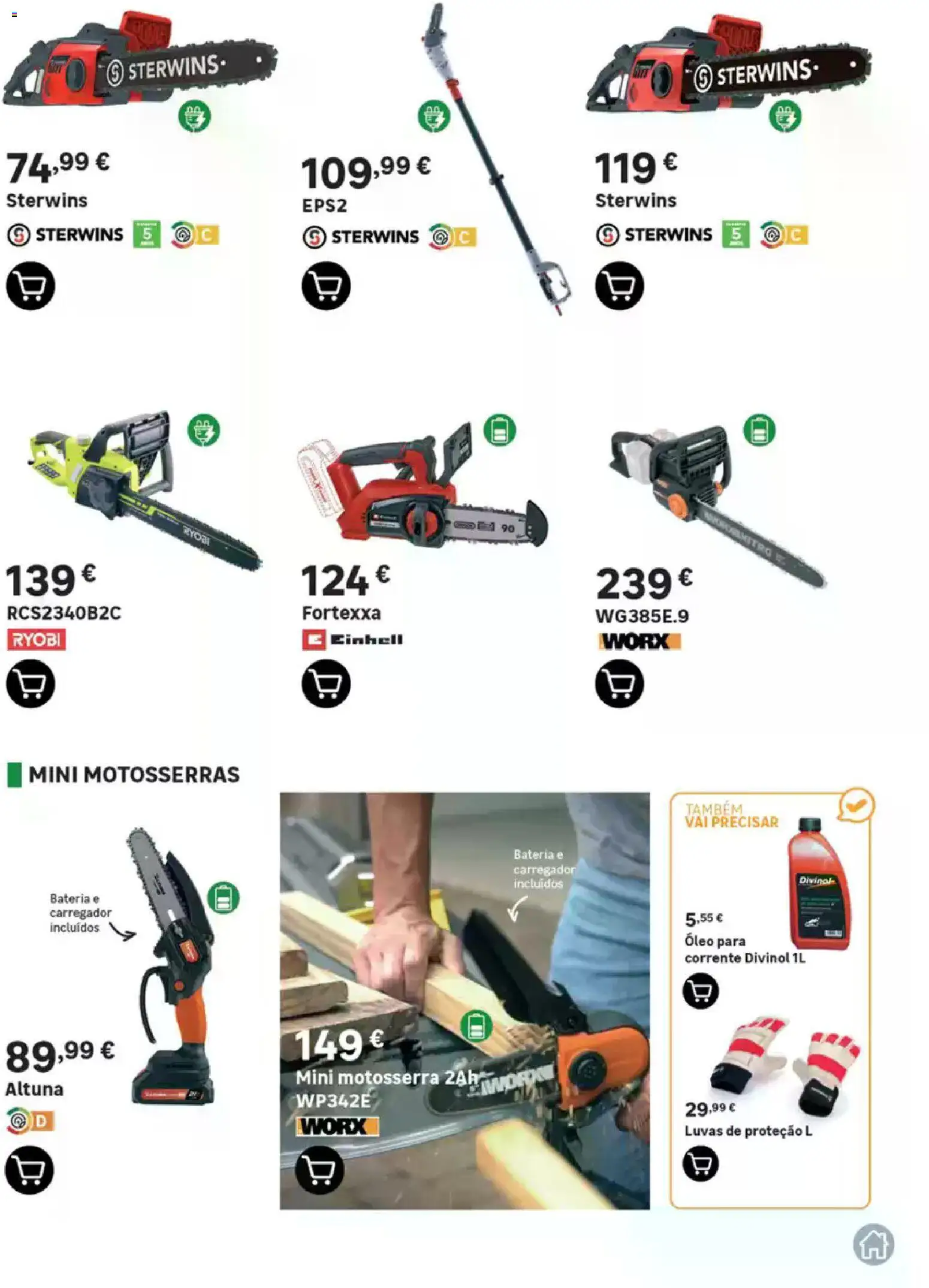 Leroy Merlin Catálogo Jardim │ válido de 12.03.2026 | Página: 91 | Produtos: Luvas, Bateria, Óleo