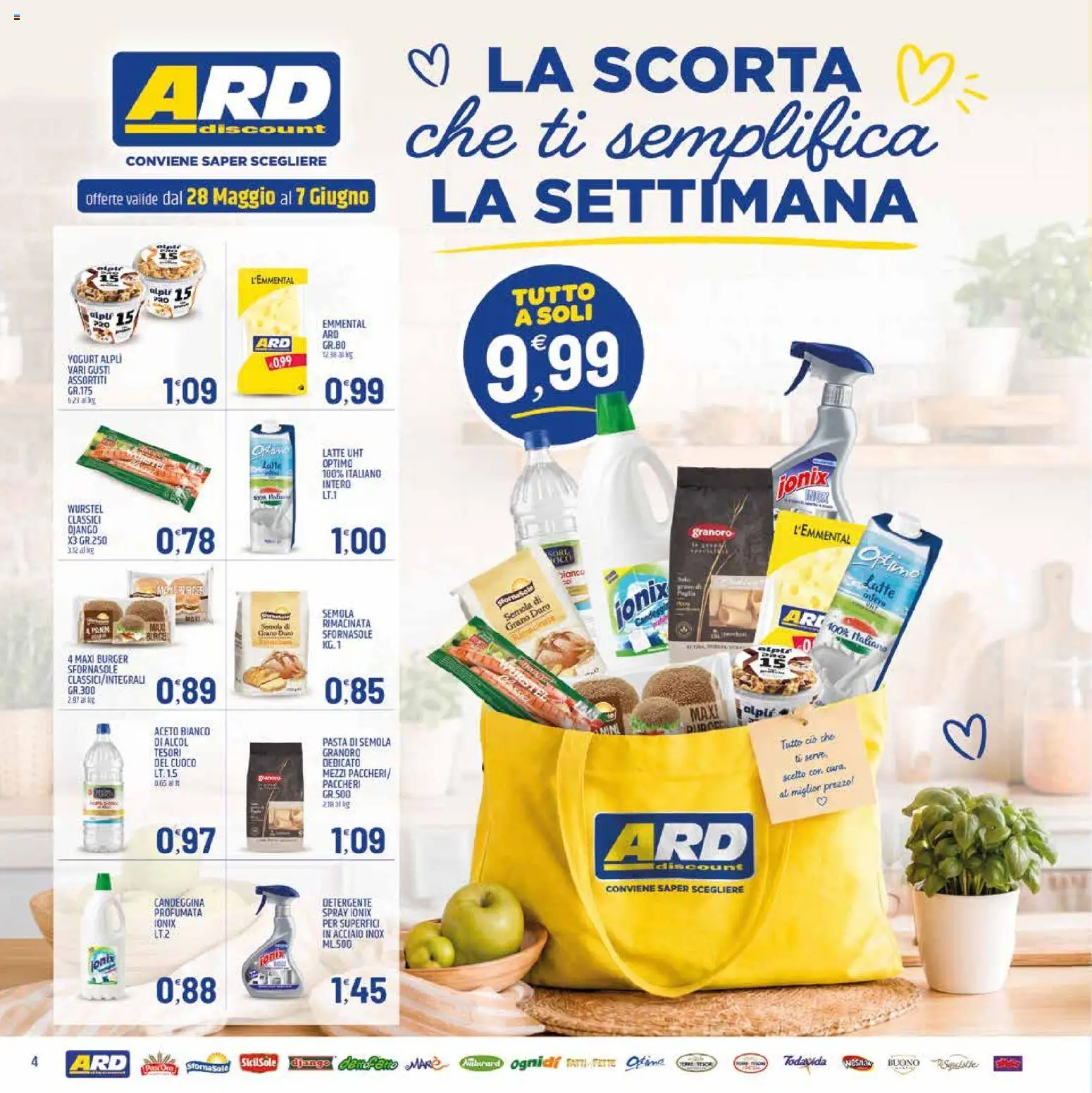 Volantino ARD Discount del 28.05.2026 | Pagina: 4 | Prodotti: Yogurt, Candeggina, Latte, Aceto