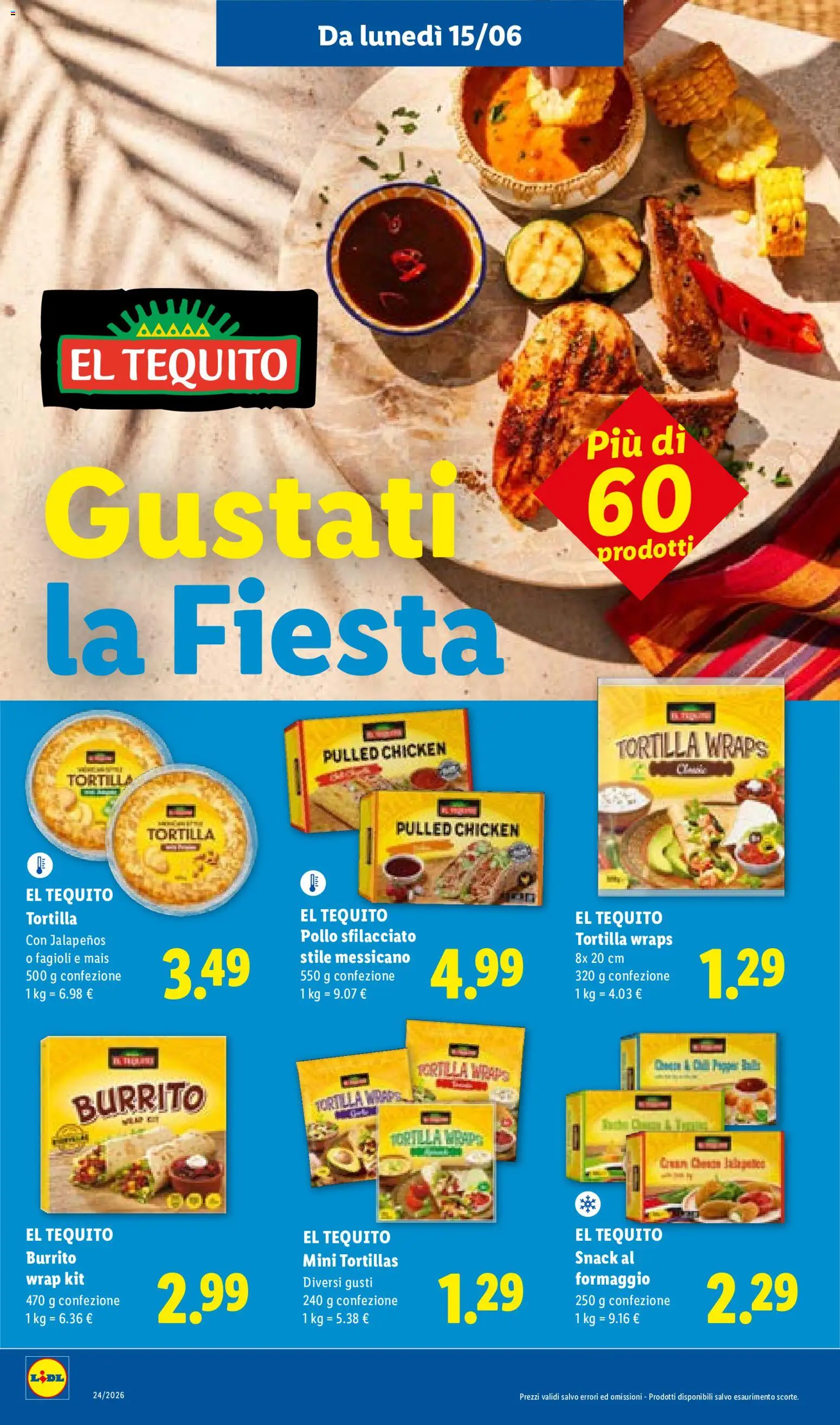 Volantino Lidl del 11.06.2026 | Pagina: 46 | Prodotti: Pollo, Fagioli, Tortillas, Mais