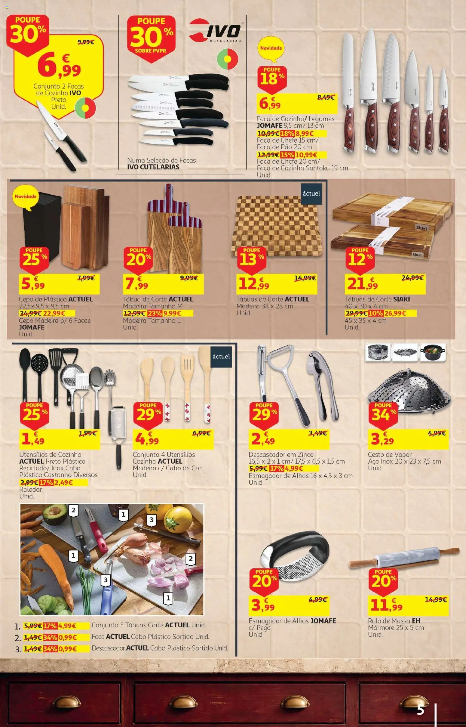 Auchan folheto - Cozinhar com prazer │ válido de 22/09/2026 | Página: 5 | Produtos: Cabo, Faca, Ralador, Facas