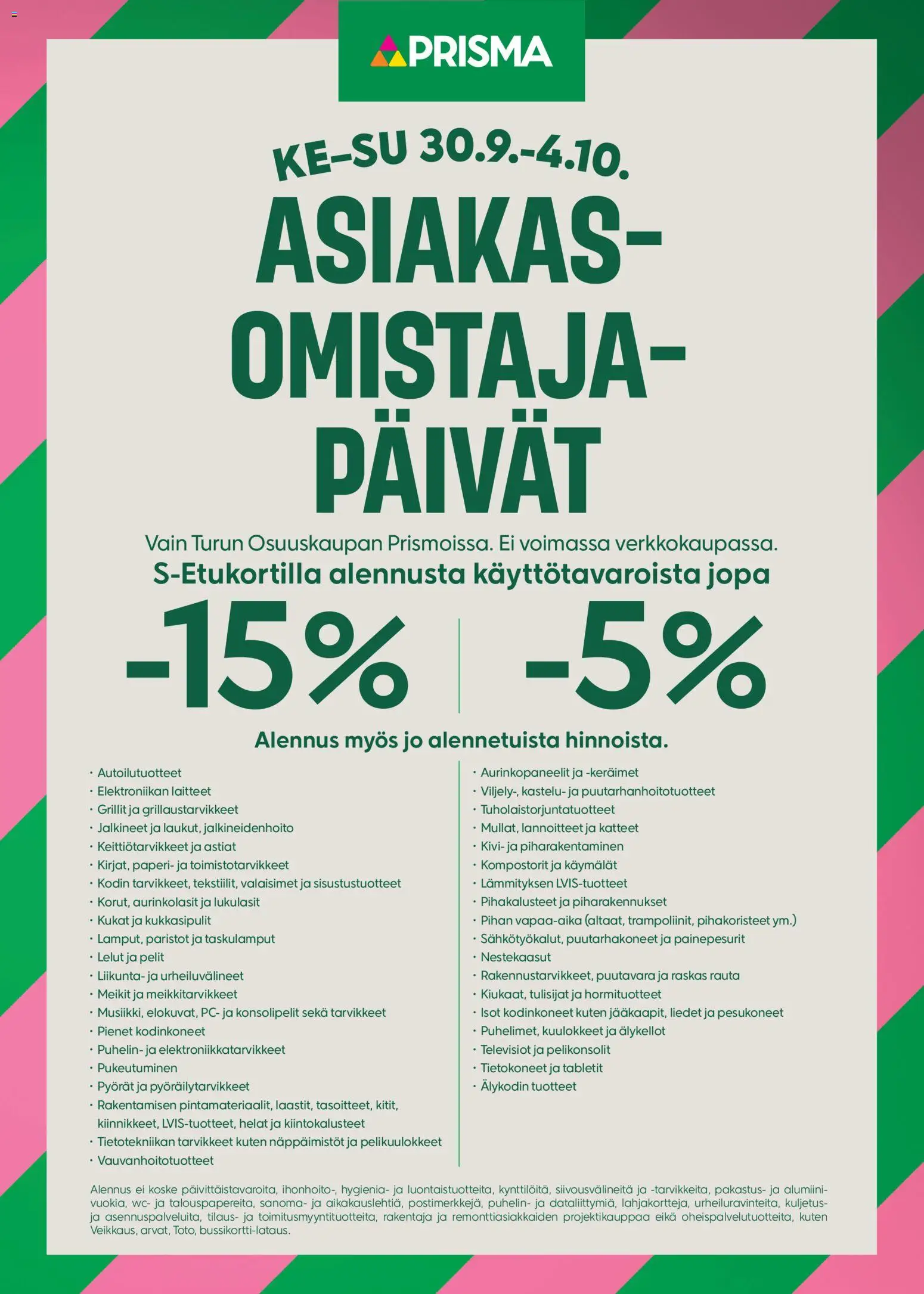 Prisma AO-päivät – voimassa 30/09/2026 alkaen | Sivu: 1 | Tuotteet: Aurinkolasit, WC, PC, Kuulokkeet