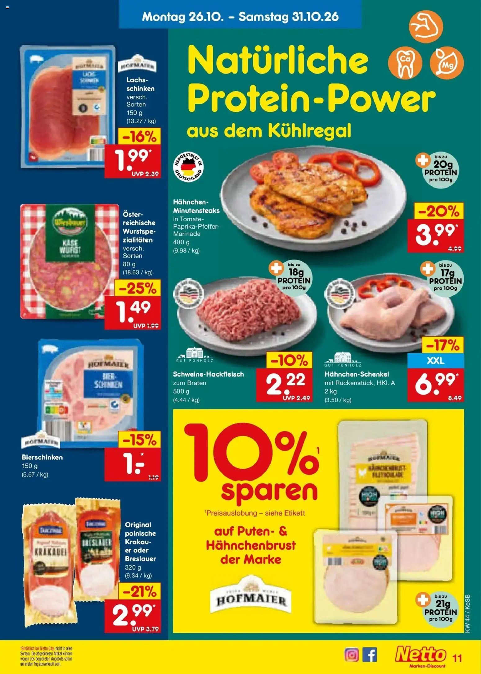 Netto Marken-Discount Prospekt Kruft – gültig ab 26.10.2026 | Seite: 15 | Produkte: Hahnchen, Käse, Lachs, Hahnchenbrust