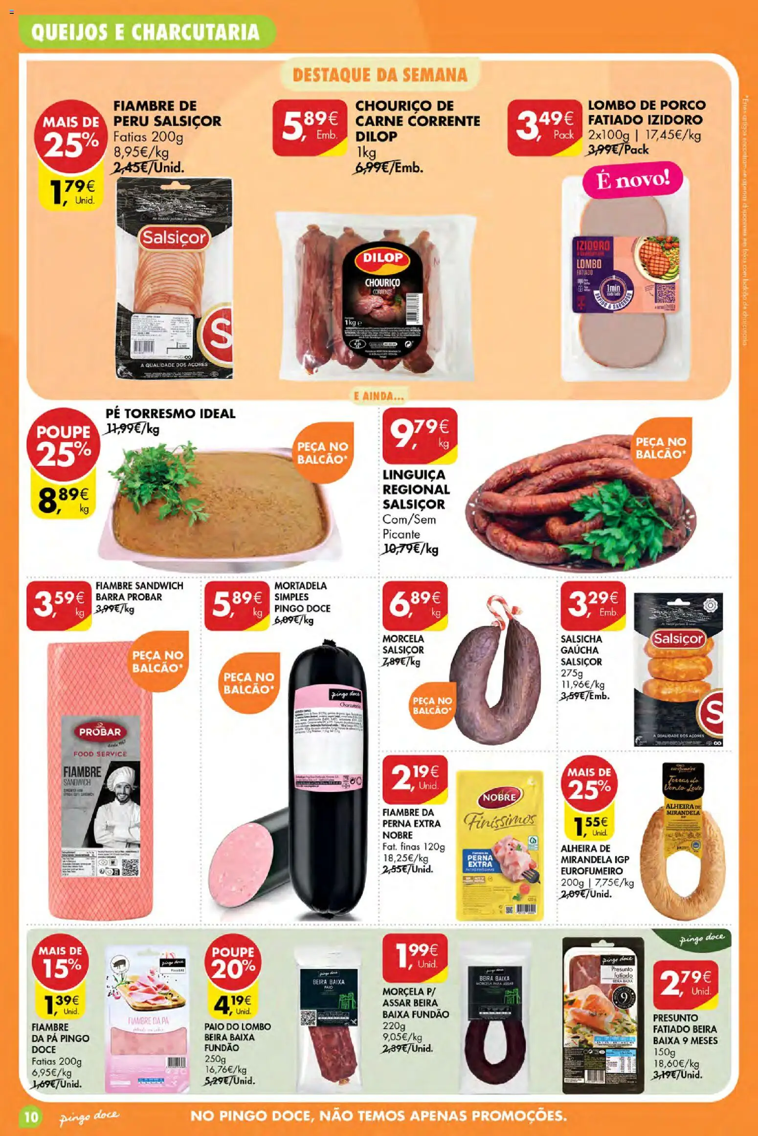 Pingo Doce Poupe Esta Semana Açores │ válido de 09/07/2026 | Página: 10 | Produtos: Mortadela, Linguiça, Chouriço, Pá