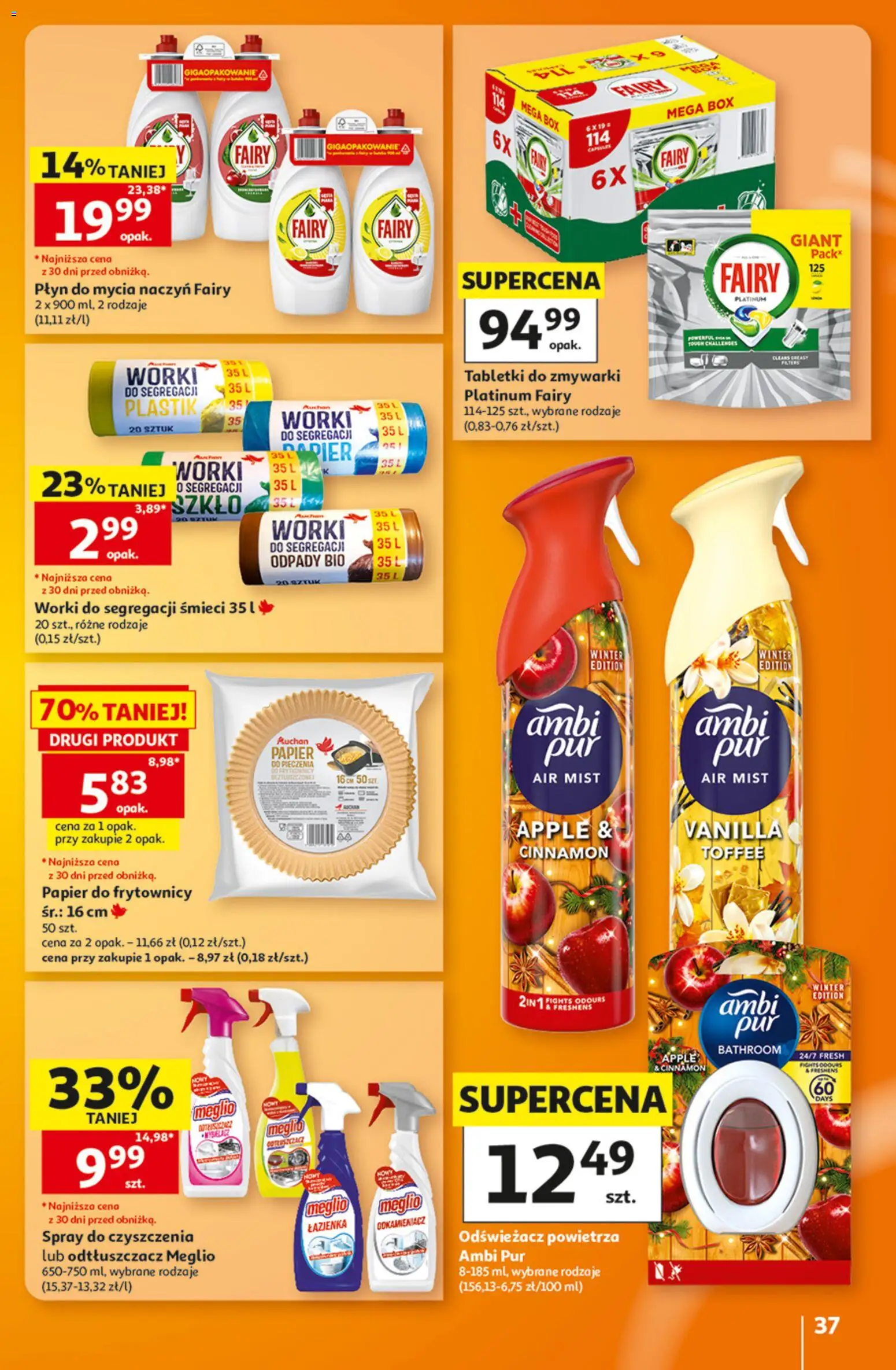 Auchan gazetka - Hipermarket od 08.10.2026 | Strona: 37 | Produkty: Meglio, Odświeżacz powietrza, Fairy, Tabletki do zmywarki