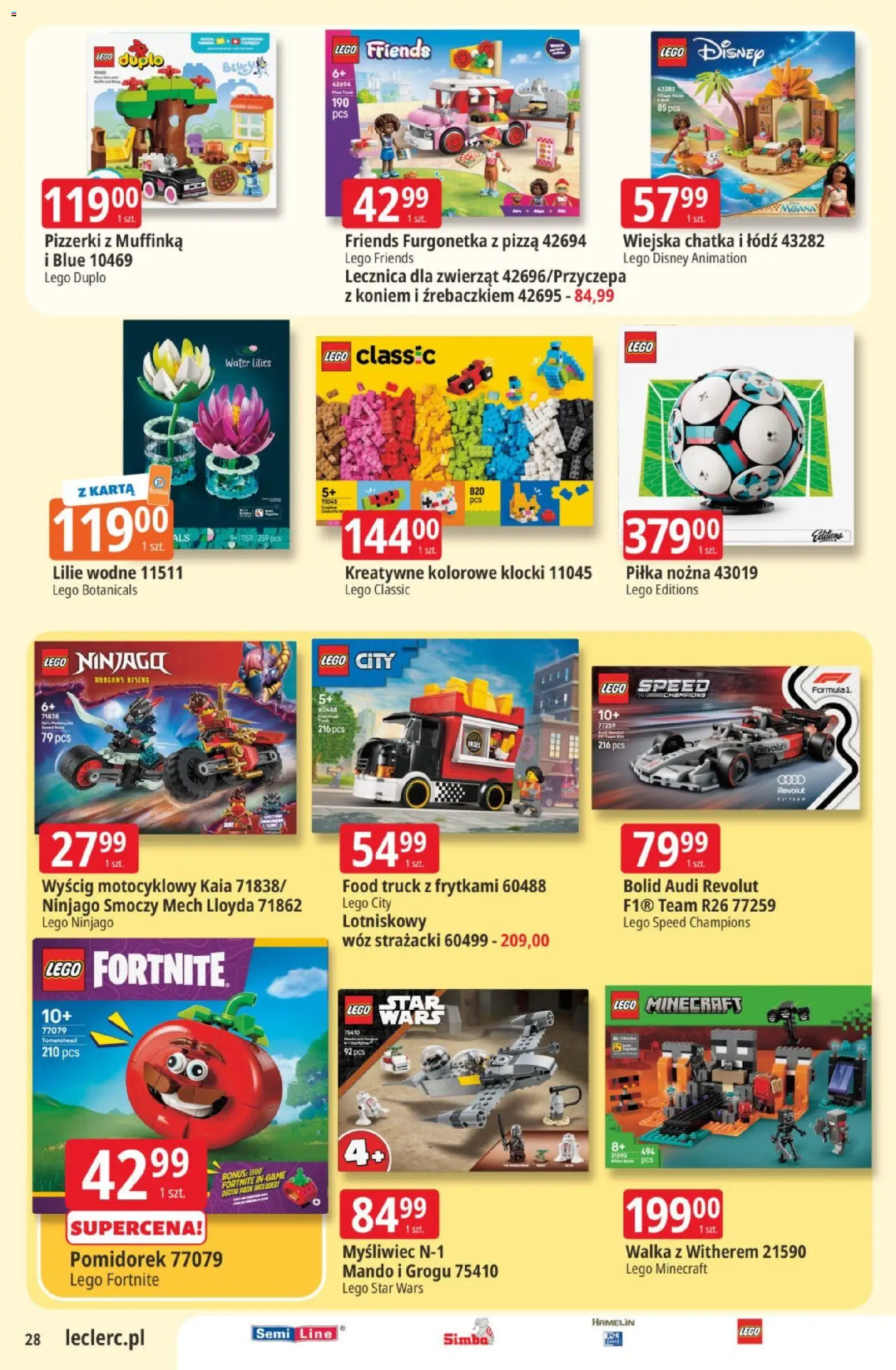 E.Leclerc gazetka od 28.07.2026 | Strona: 28 | Produkty: Karta, Lego, Pizza, Duplo
