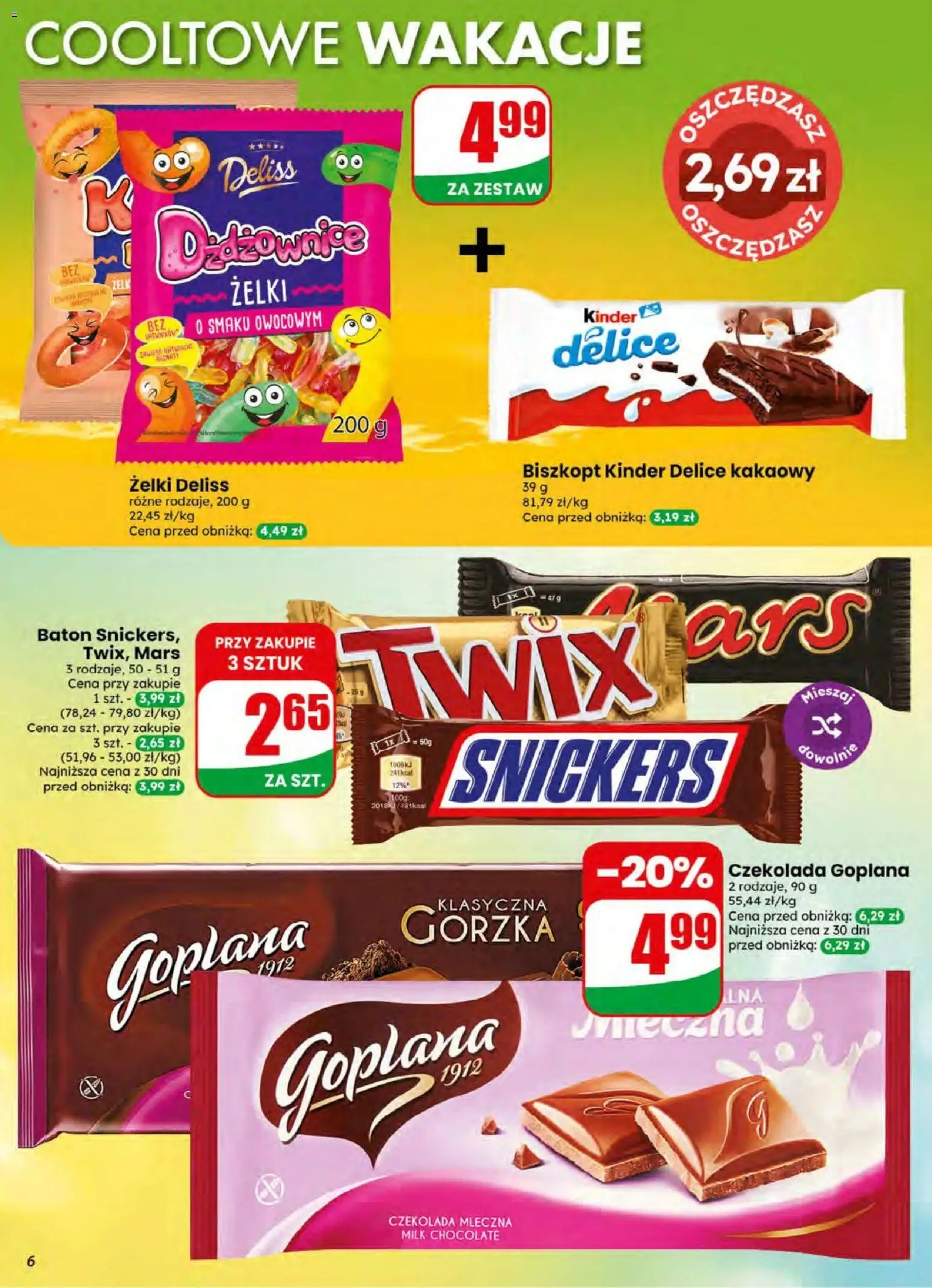 Dino gazetka od 08.07.2026 | Strona: 6 | Produkty: Czekolada mleczna, Baton, Żelki, Czekolada