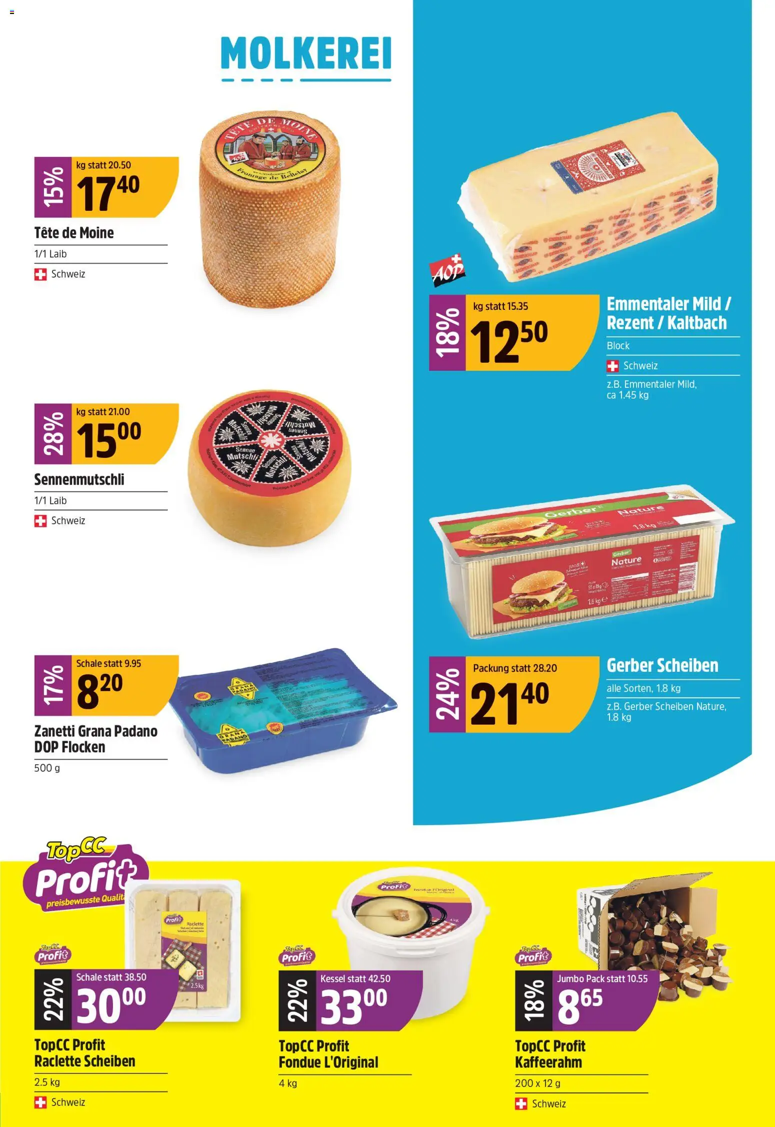 TopCC aktionen – gültig ab 24.08.2026 | Seite: 11 | Produkte: Grana Padano, Flocken, Fondue, Kessel