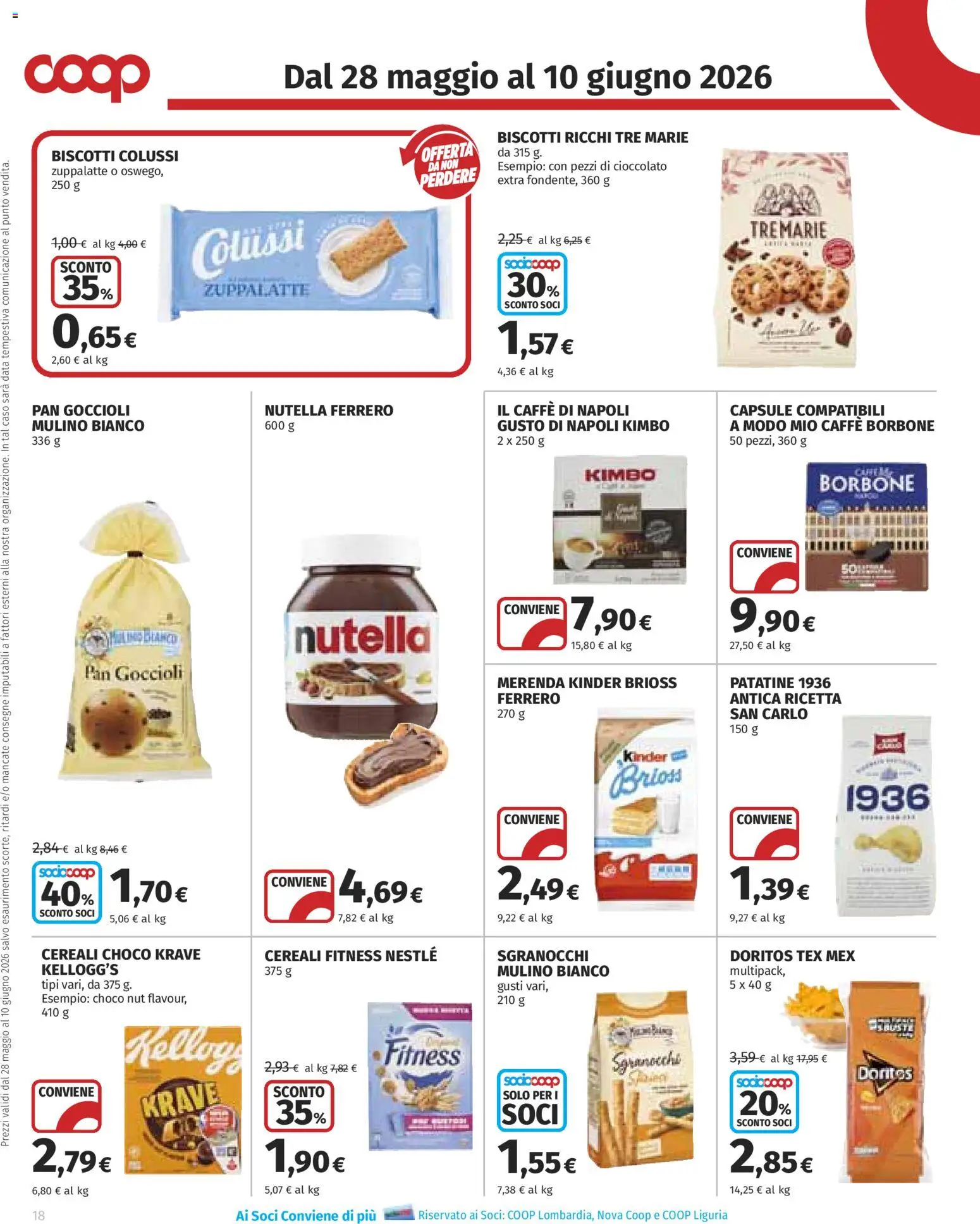 Volantino COOP del 28.05.2026 | Pagina: 18 | Prodotti: Caffè, Cioccolato, Patatine, Nutella