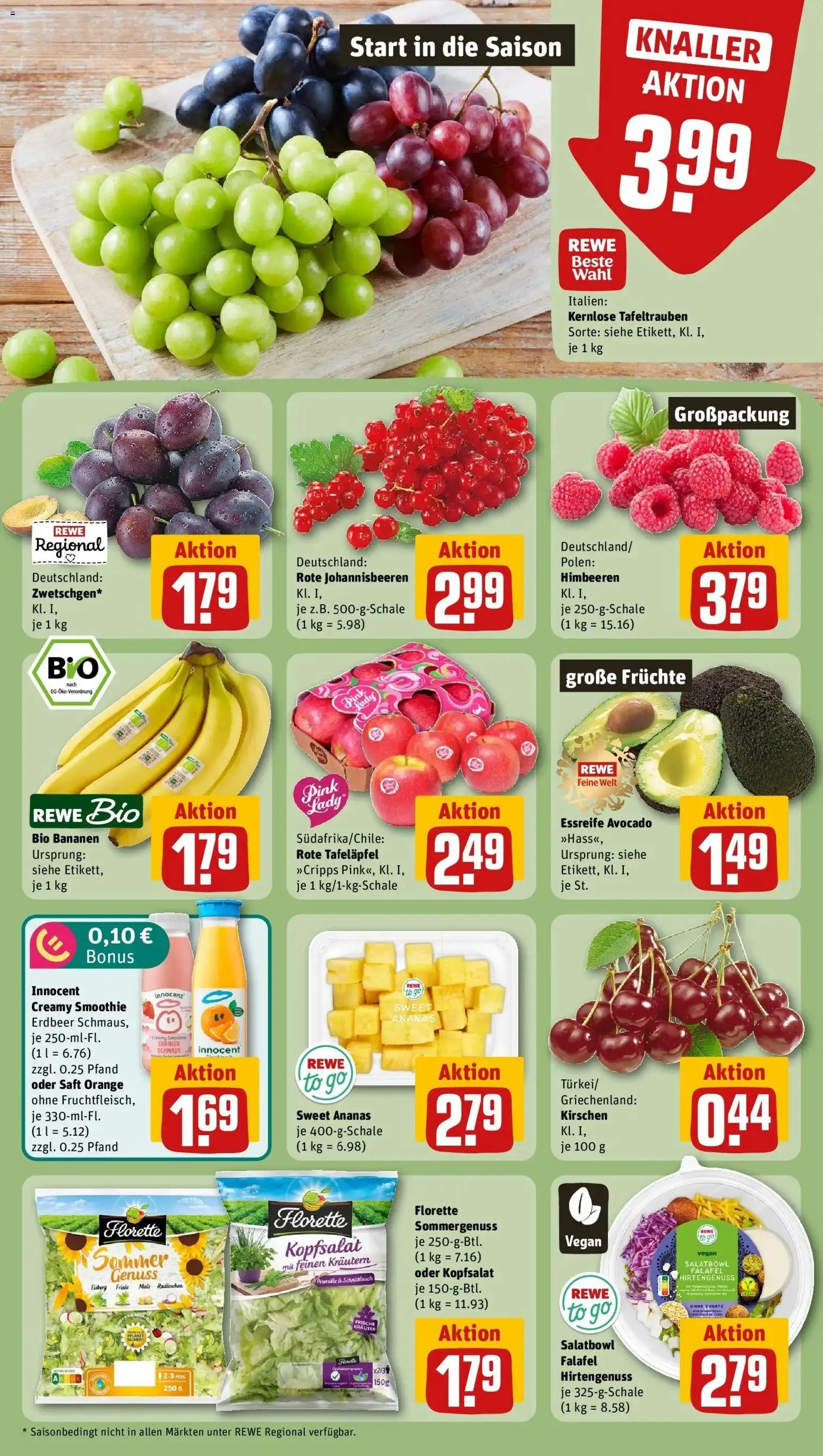 REWE Prospekt ab 03.08.2026 zum Blättern » Angebote | Seite: 6 | Produkte: Himbeeren, Ananas, Avocado, Saft