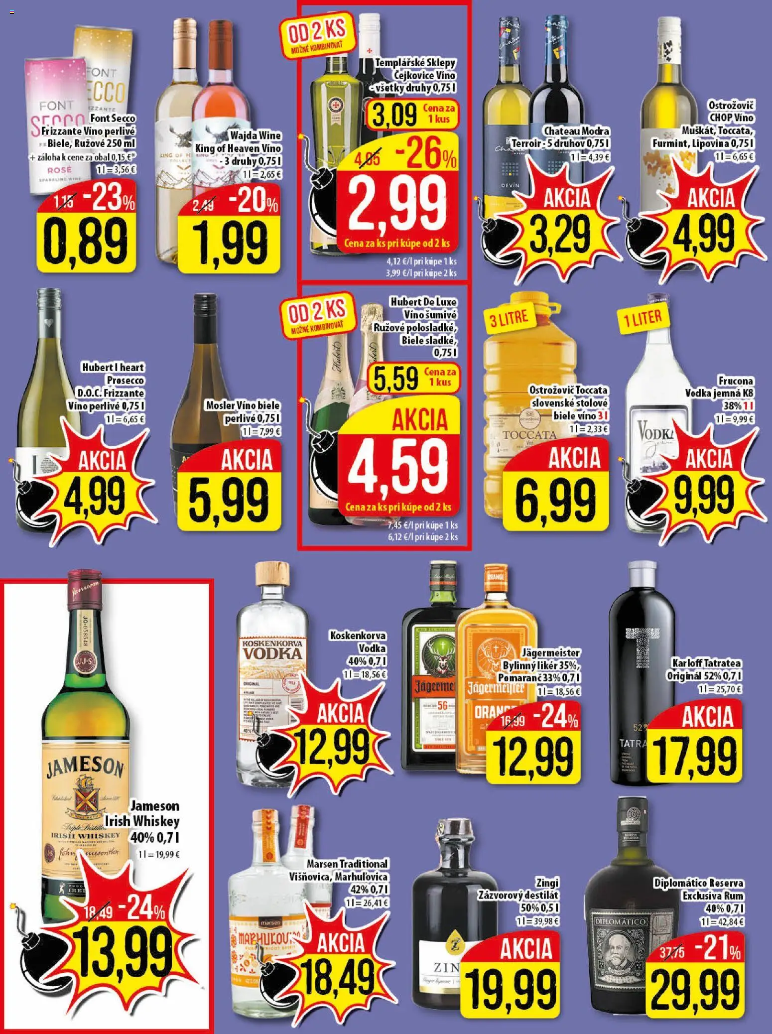 Nové Klas akcie – leták je platný od 23.03.2026 | Strana: 19 | Produkty: Jameson, Biele víno, Víno, Vodka