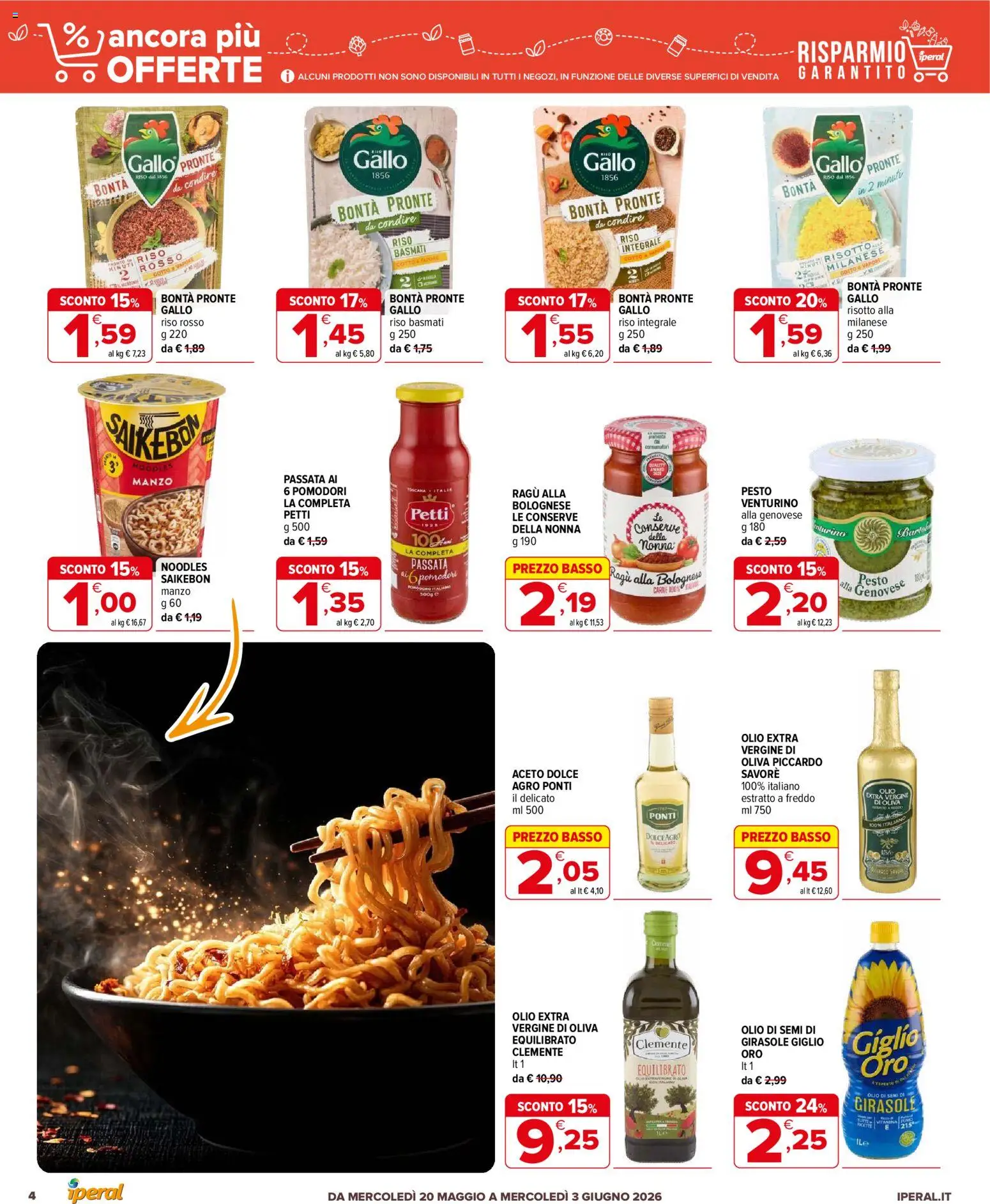 Volantino Iperal del 20.05.2026 | Pagina: 4 | Prodotti: Manzo, Ragú, Aceto, Olio extra vergine