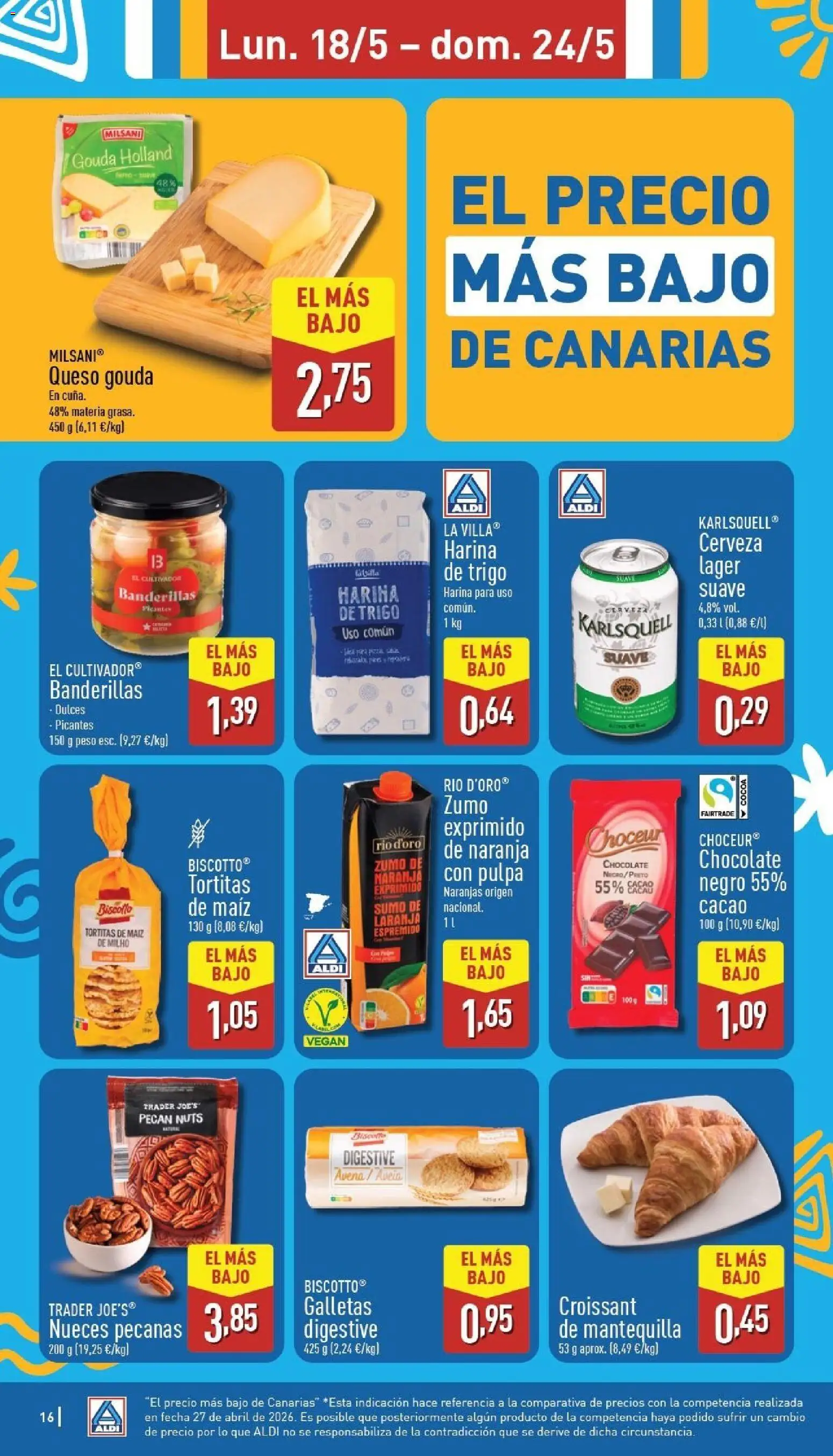 Aldi folleto Canarias │ válido desde el 18.05.2026 | Página: 16 | Productos: Chocolate, Galletas, Peso, Φρυγανιές σικάλεως