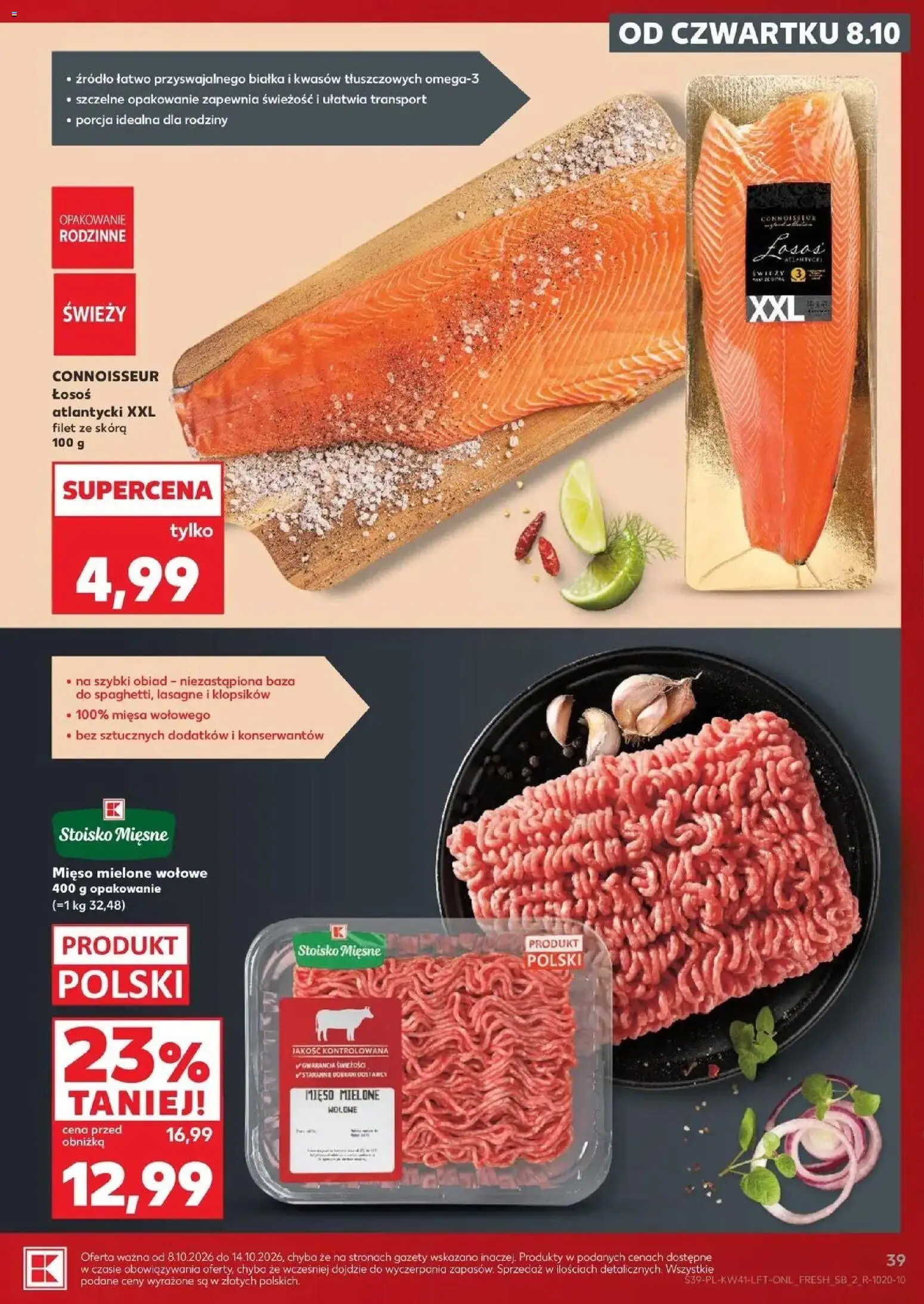 Kaufland aktualna gazetka od 08.10.2026 - od jutra PDF | Strona: 39 | Produkty: Mięso mielone wołowe, Lasagne, Gazety, Filet