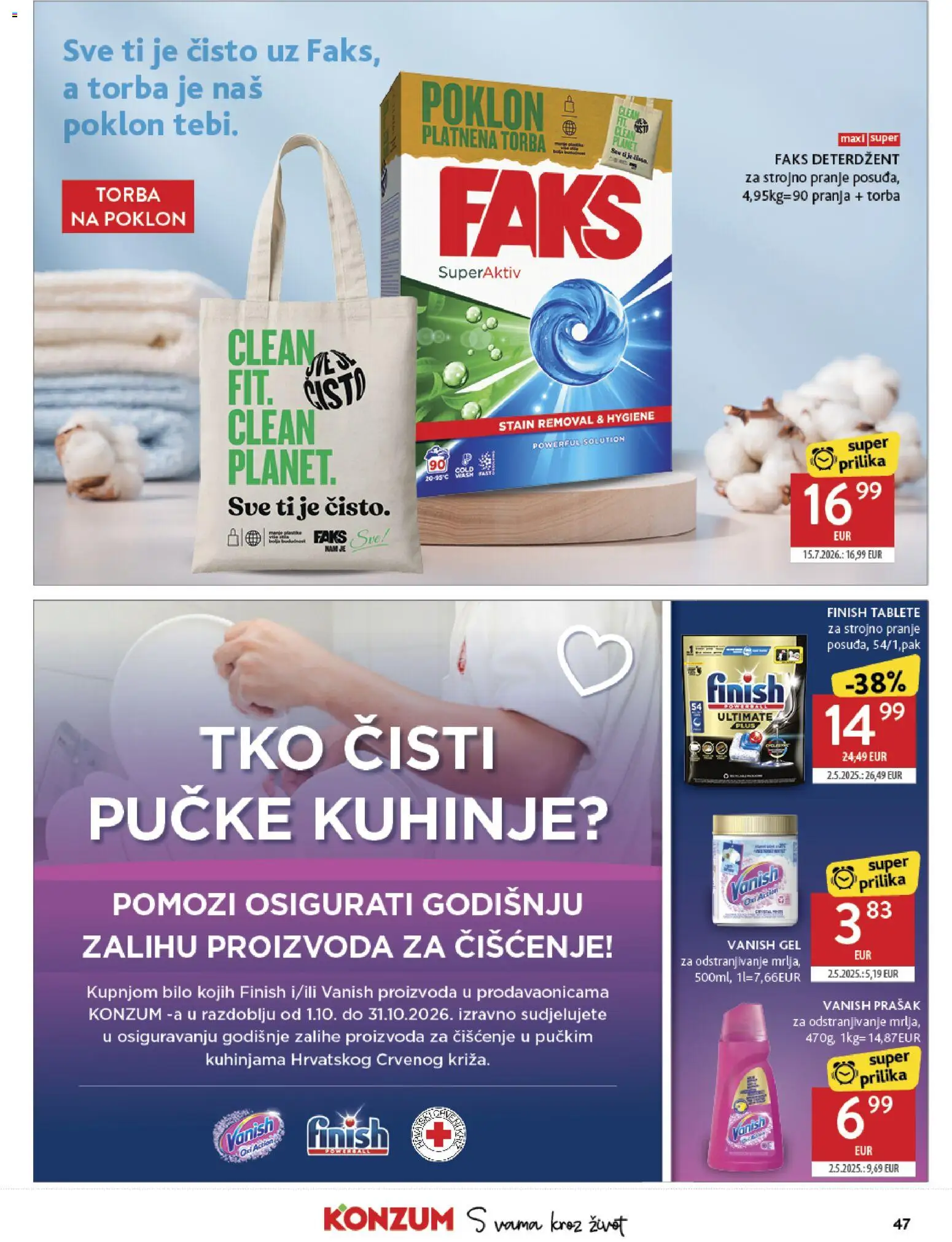 Konzum HR akciós ujság - amely érvényes a következő dátumtól: 2026.09.30. | Oldal: 47 | Termékek: Vanish, Finish, Gél